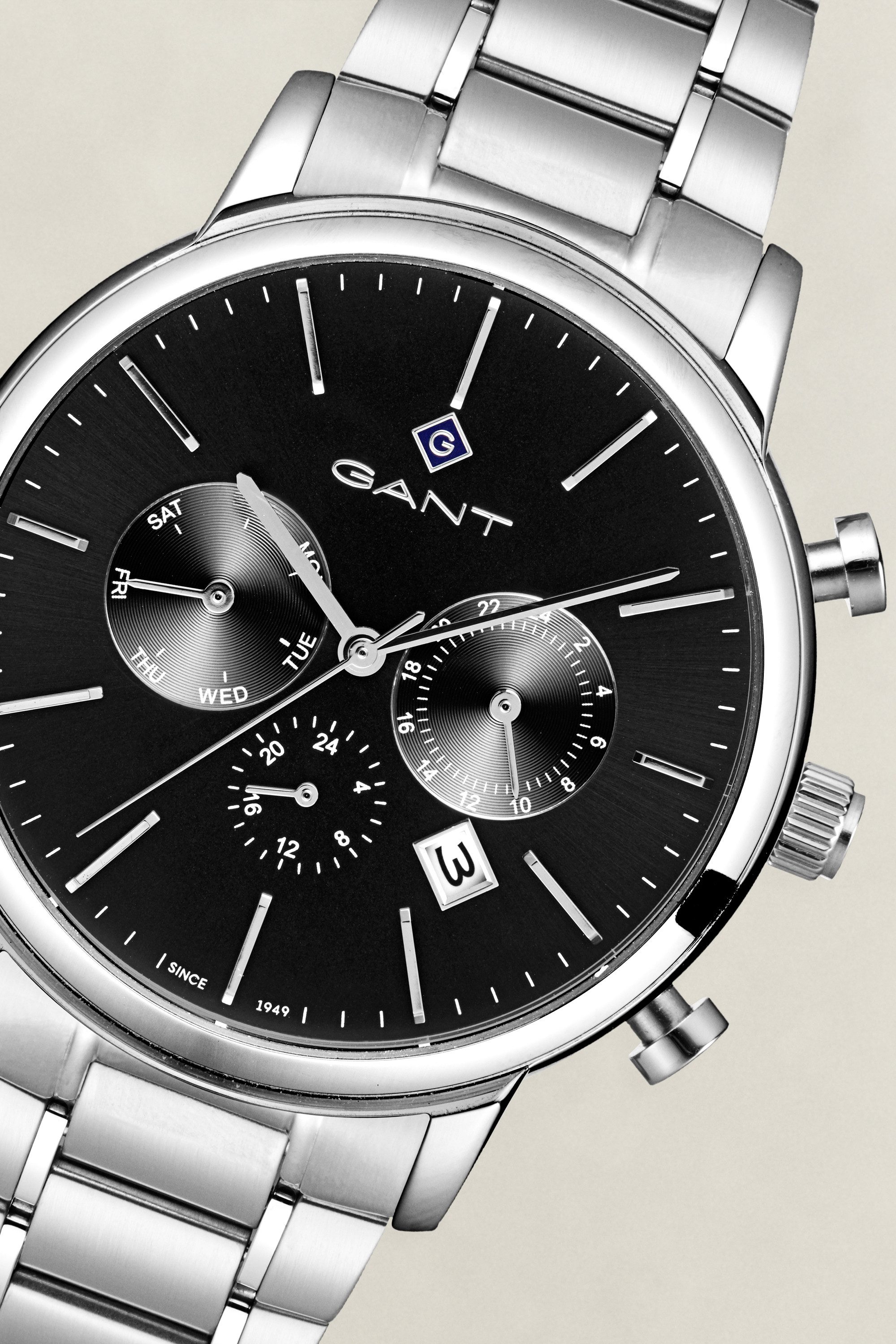 Gant Quarzuhr Cleveland G132001, Armbanduhr, Herrenuhr, Edelstahlarmband, analog, Tag, Wochentag