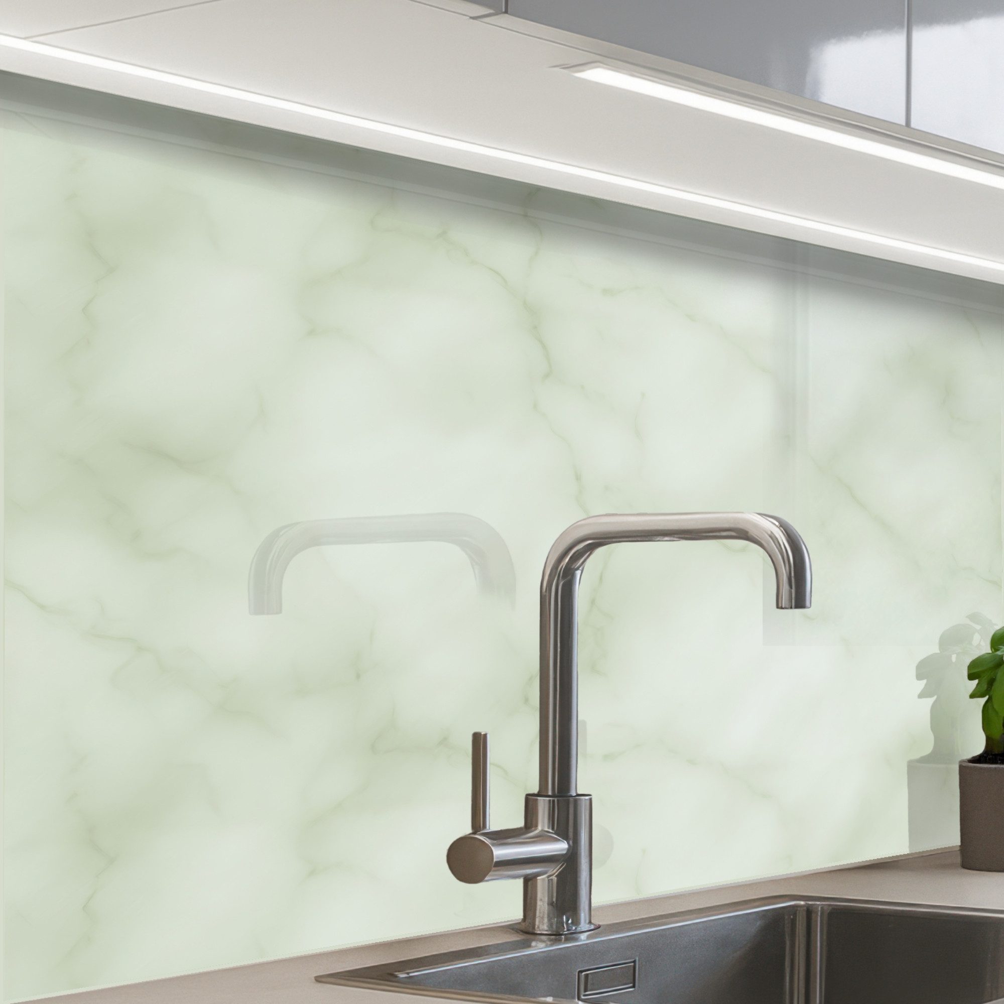 KitchenYeah Küchenrückwand selbstklebend (keine Folie) Grün - Marmor - Adern, (1-tlg), Spritzschutz, Küche, Rückwand, Küchenwand, Küchenfront, 80x60 cm