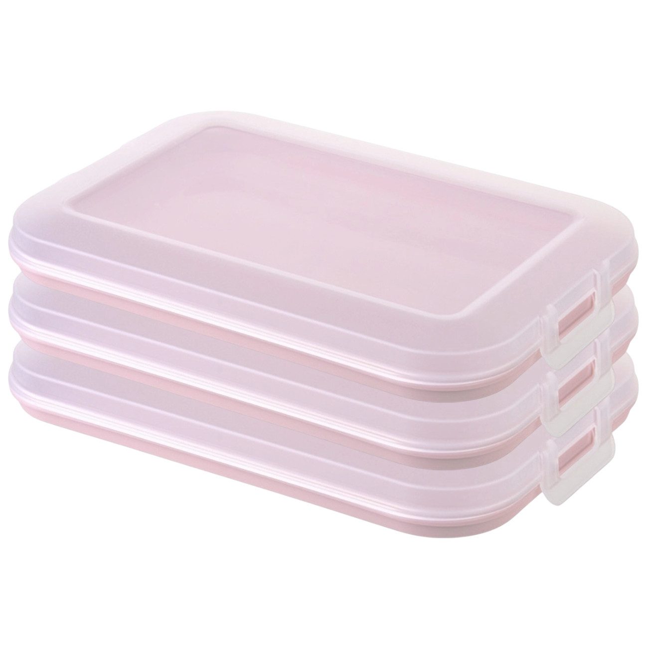 Engelland Frischhaltedose Aufschnittdosen für den Kühlschrank, Aufschnittboxen, PP-Kunststoff, BPA-frei, (Vorteils-Set, 3-tlg., mit transparentem Deckel), stapelbar, platzsparend, Ordnung im Kühlschrank, Organizer, Stapelbox