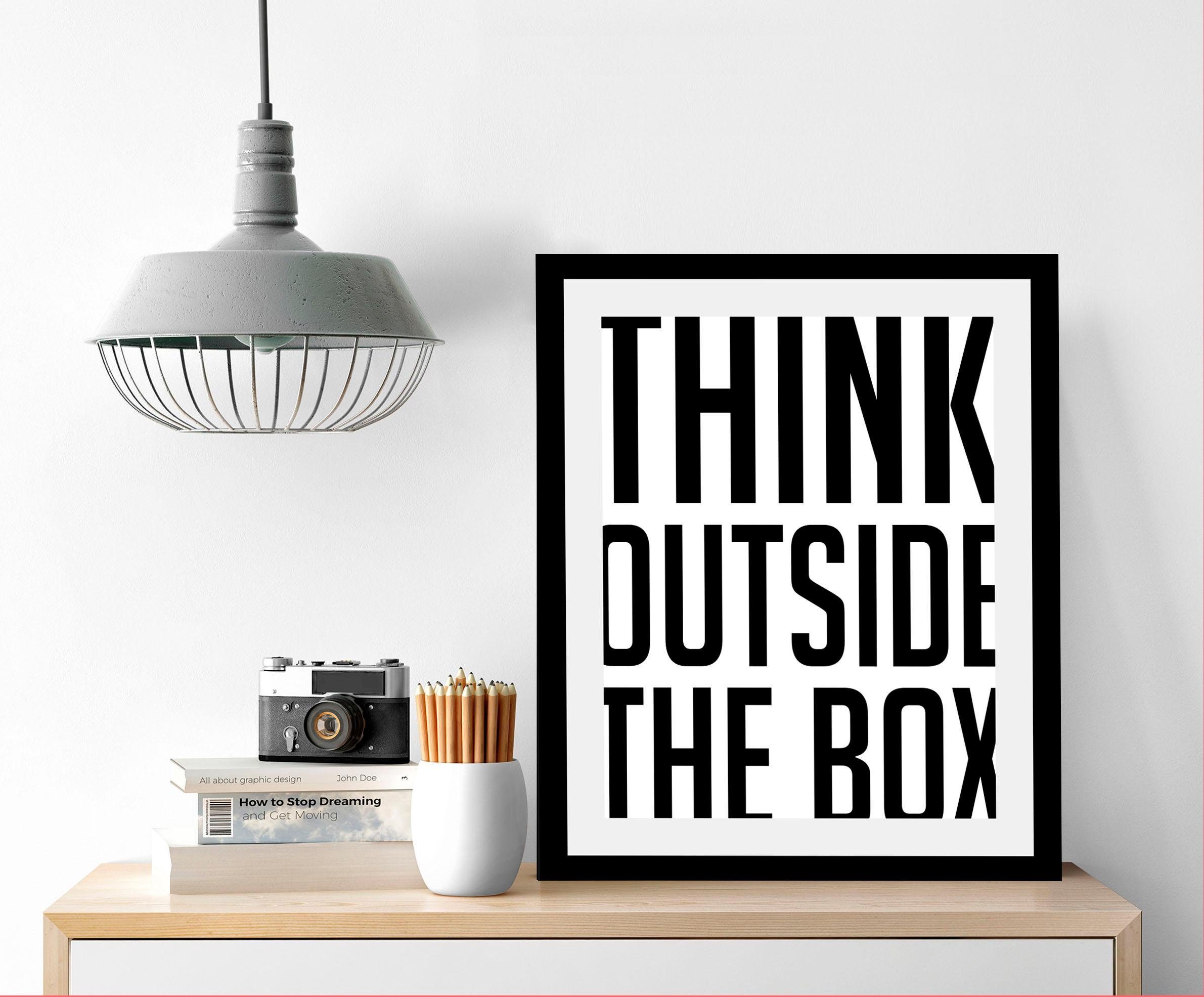 queence Bild »Think outside«, in 3 Größen, gerahmt-HomeTrends