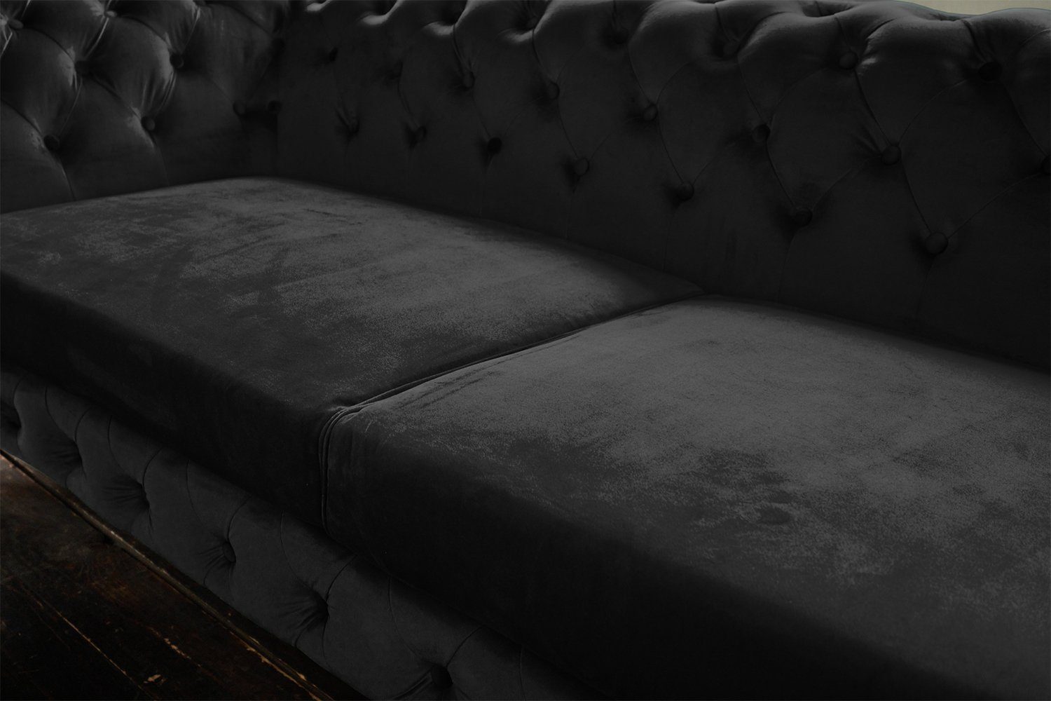 versch. Chesterfield Farben 3-Sitzer schwarz Velvet Sofa KAWOLA NARLA,