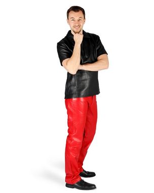 Fetish-Design Lederhose Lederhose Rot 5-Pocket Herren weiches Lamm-Nappa-Leder