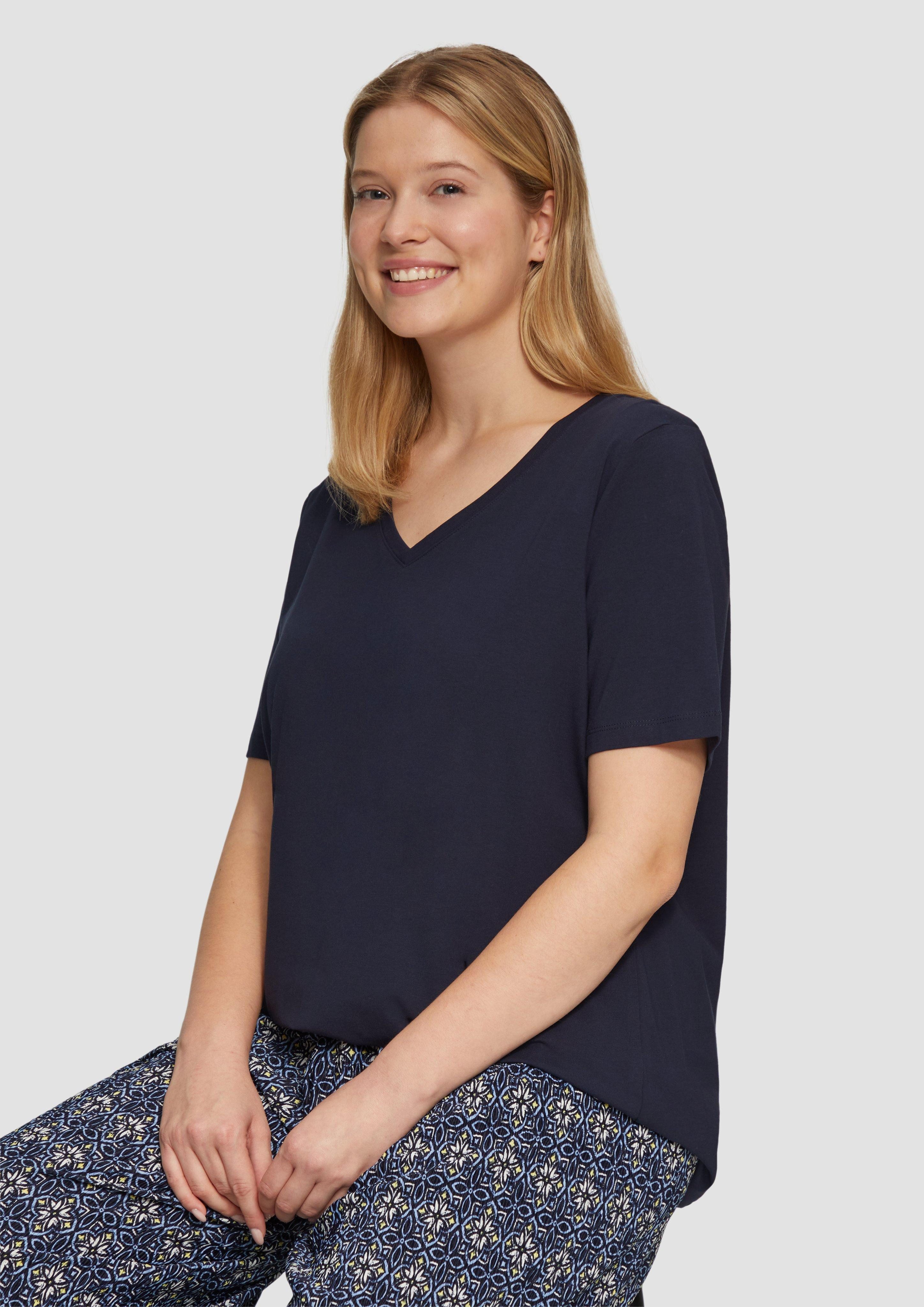 s.Oliver Kurzarmshirt T-Shirt mit V-Ausschnitt günstig online kaufen