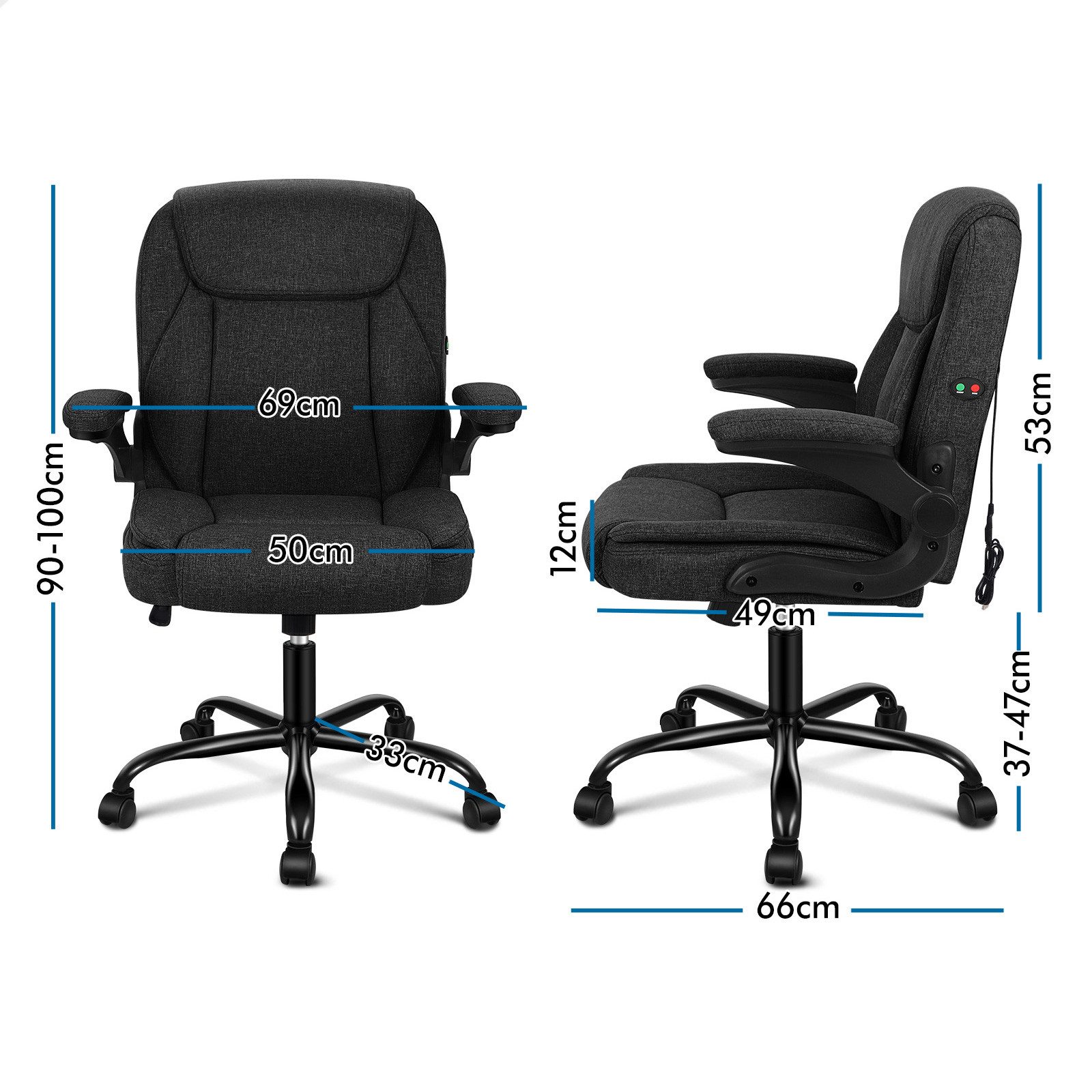 ALFORDSON Bürostuhl Ergonomischer Massage Studienstuhl mit Klappbarer Armle günstig online kaufen