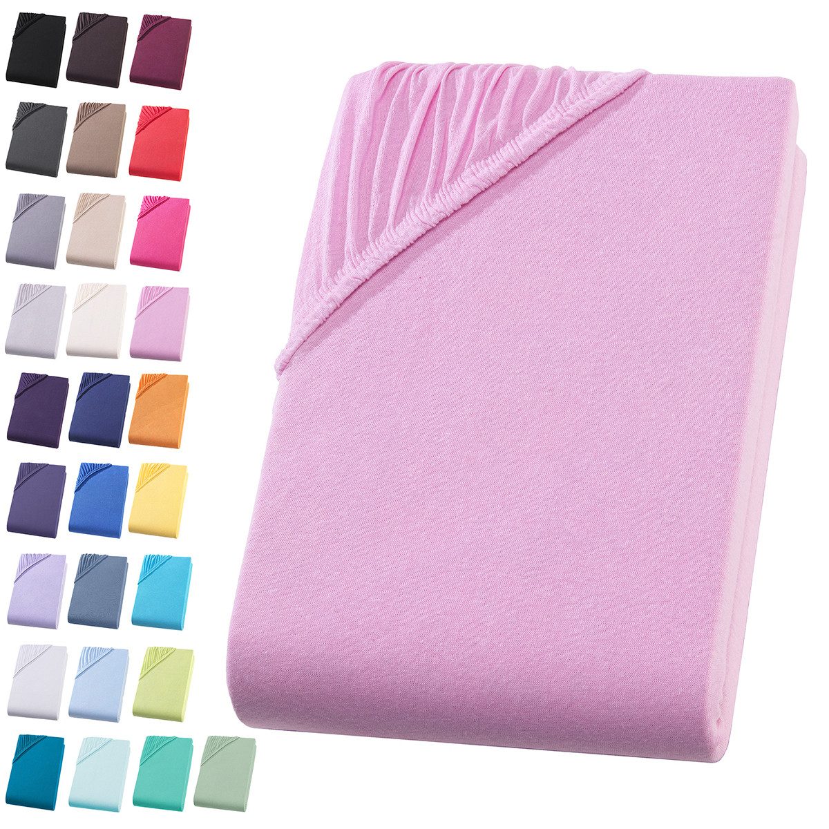Visaggio Spannbettlaken Jersey aus 100% Baumwolle Spannbetttuch Bettlaken, Jersey, Gummizug: rundum, Spannbettlaken, für Matratzenhöhen bis 22 cm, Steghöhe 30 cm