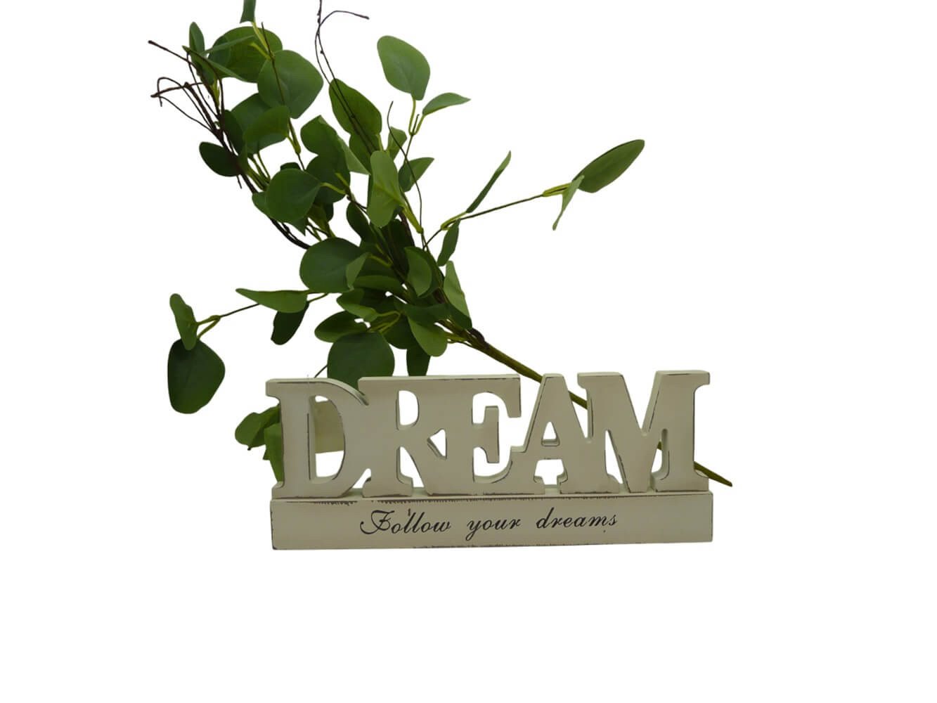 Thumbnail - degawo Hinweisschild Stilvoller, großer Schriftzug "DREAM" aus Holz in Shabby weiß