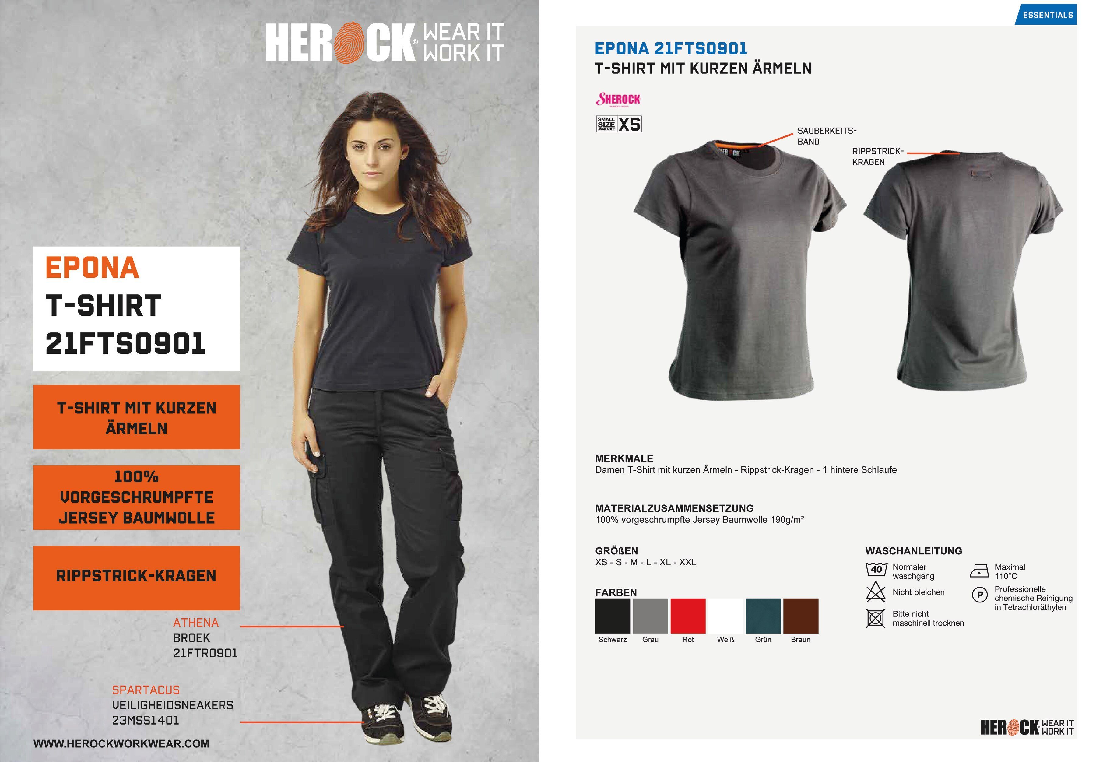 Damen Schlaufe, Tragegefühl Herock hintere 1 T-Shirt Epona angenehmes grau Kurzärmlig Figurbetont, T-Shirt