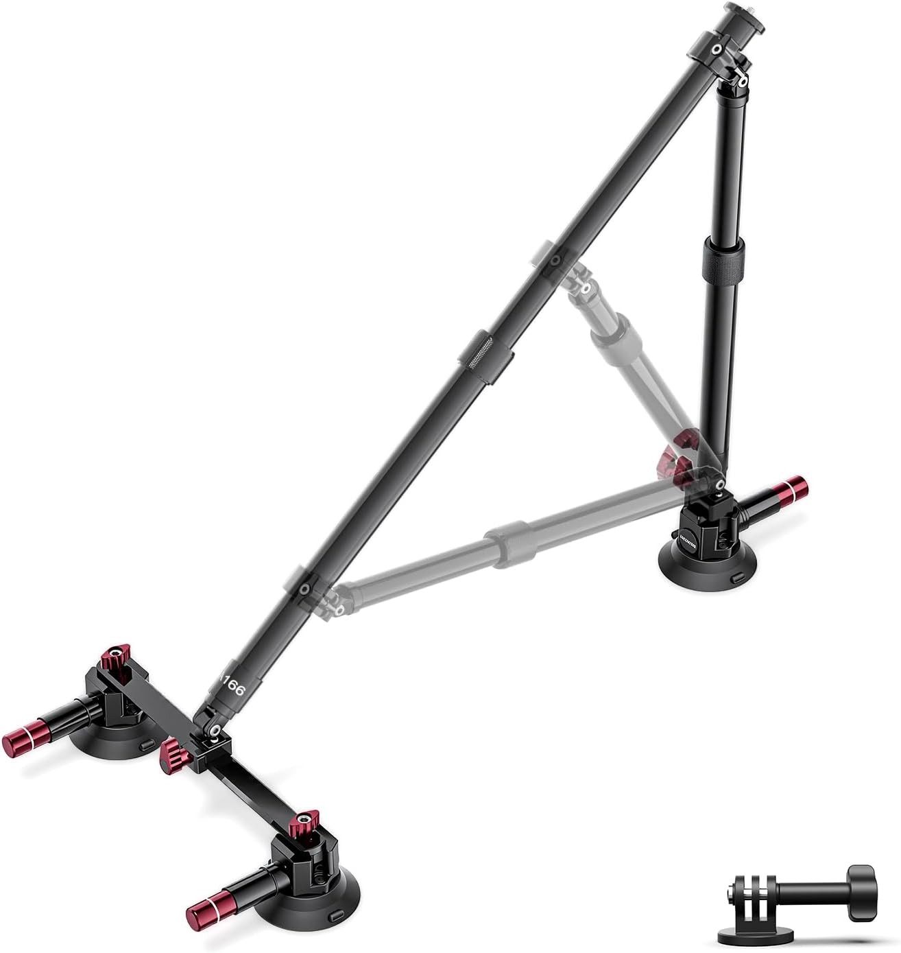 Neewer Action Cam-Halterung CA166 Dreifach Saugnapf Halterung Auto Set, Zwei 60cm langen, (Packung, Verlängerungsstangen aus Aluminiumlegierung NATO Schiene, max Last 1kg)