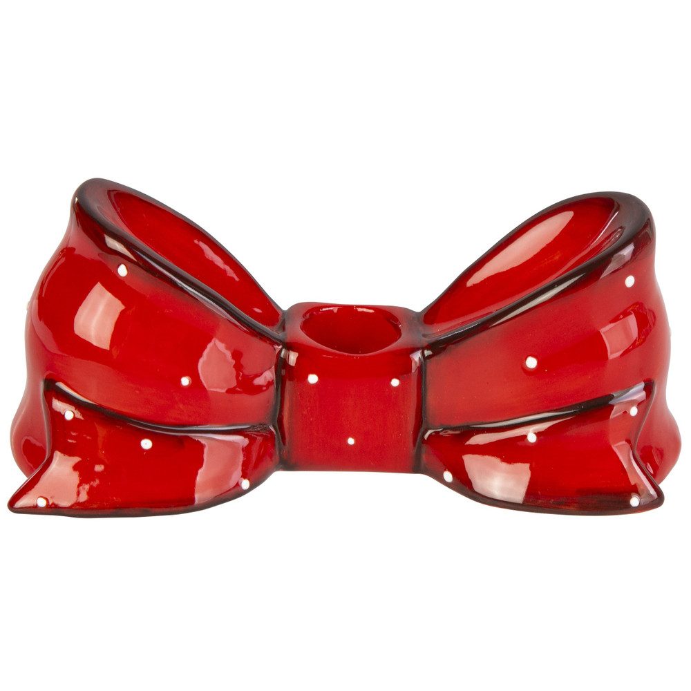 MICA Teelichthalter Kerzenhalter Schleife - rot - ca. 16,4 x 6,2 x 6,5 cm günstig online kaufen