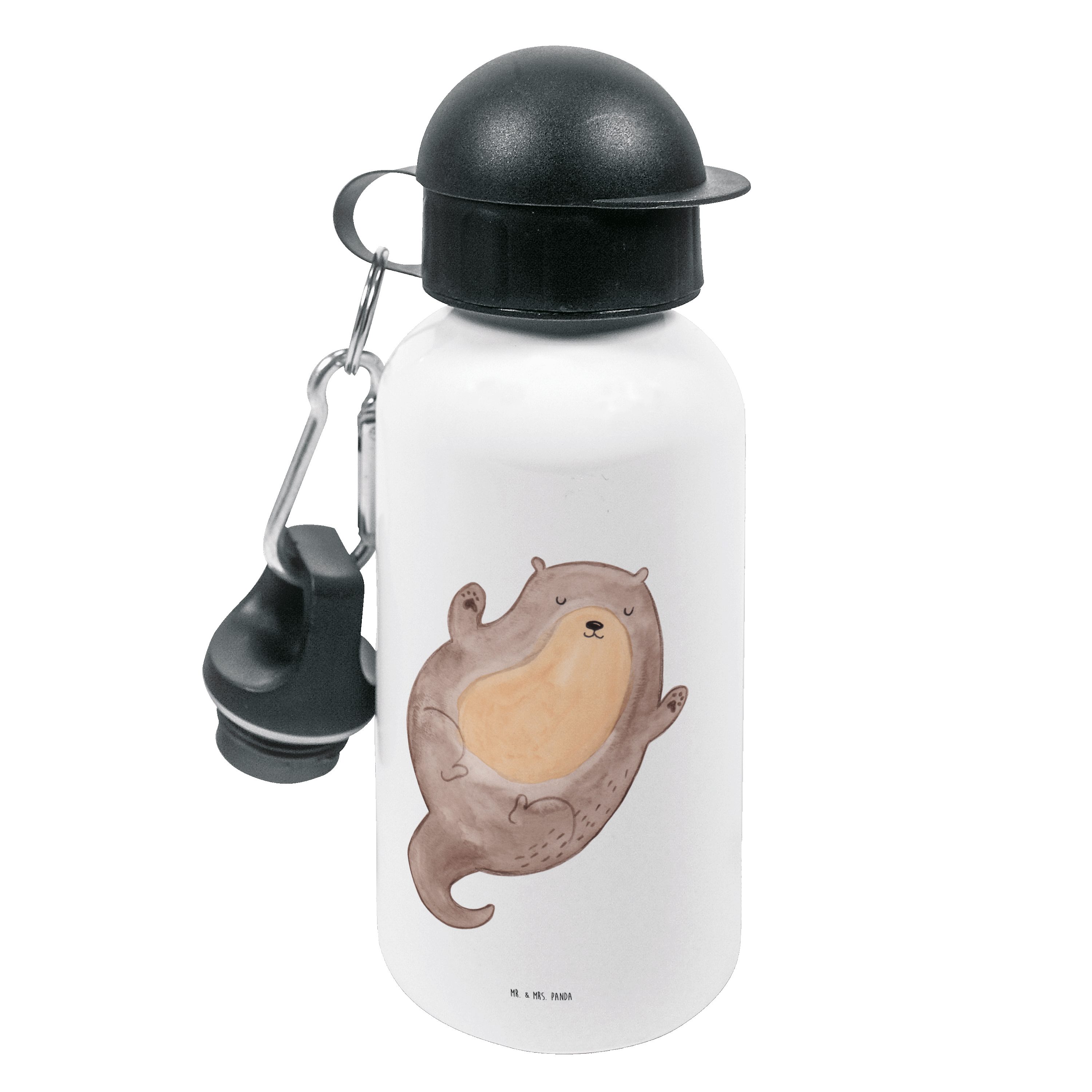 Mr. & Mrs. Panda Trinkflasche Otter Umarmen - Weiß - Geschenk, Kindertrinkflasche, Otter Seeotter