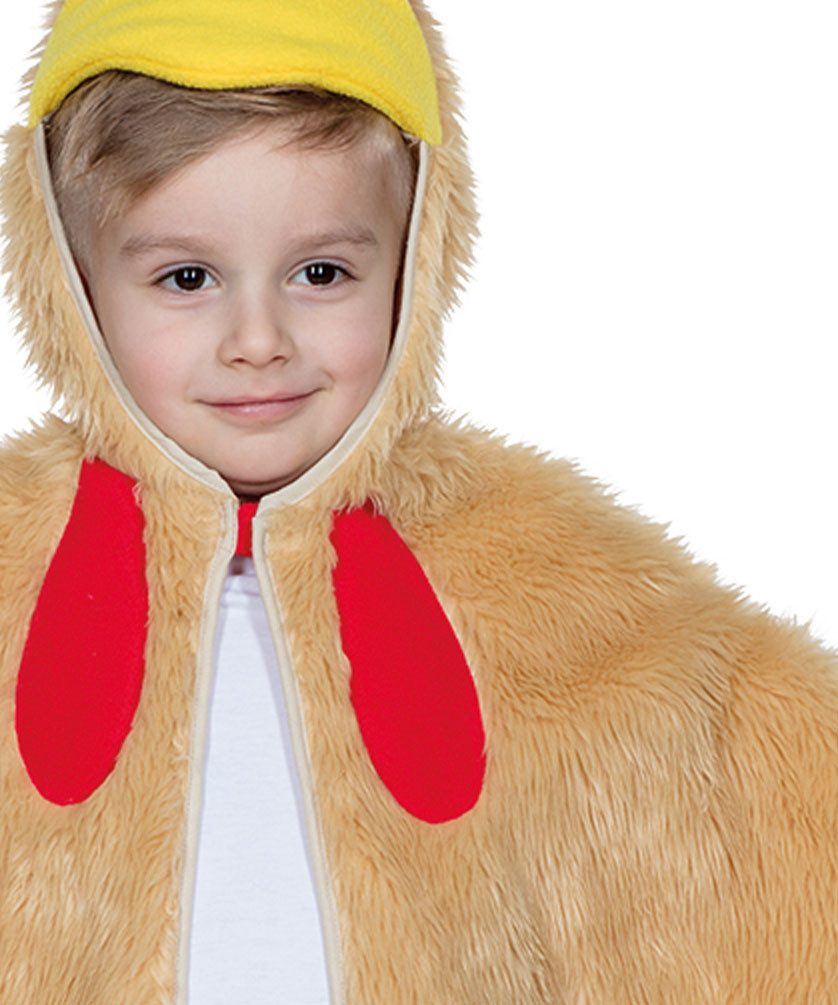 Karneval-Klamotten Kostüm Hahn Kinder Kleinkinder Cape mit Hahnenkopf, Kleinkinderkostüm Ostern Tierkostüm Plüsch Karneval Fasching