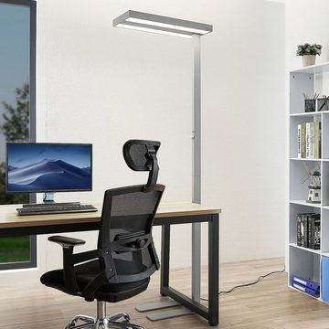 Arcchio Stehlampe Logan, dimmbar, LED-Leuchtmittel fest verbaut, universalweiß, Aluminium, Kunststoff, silber (RAL 9006), 1 flammig, inkl.