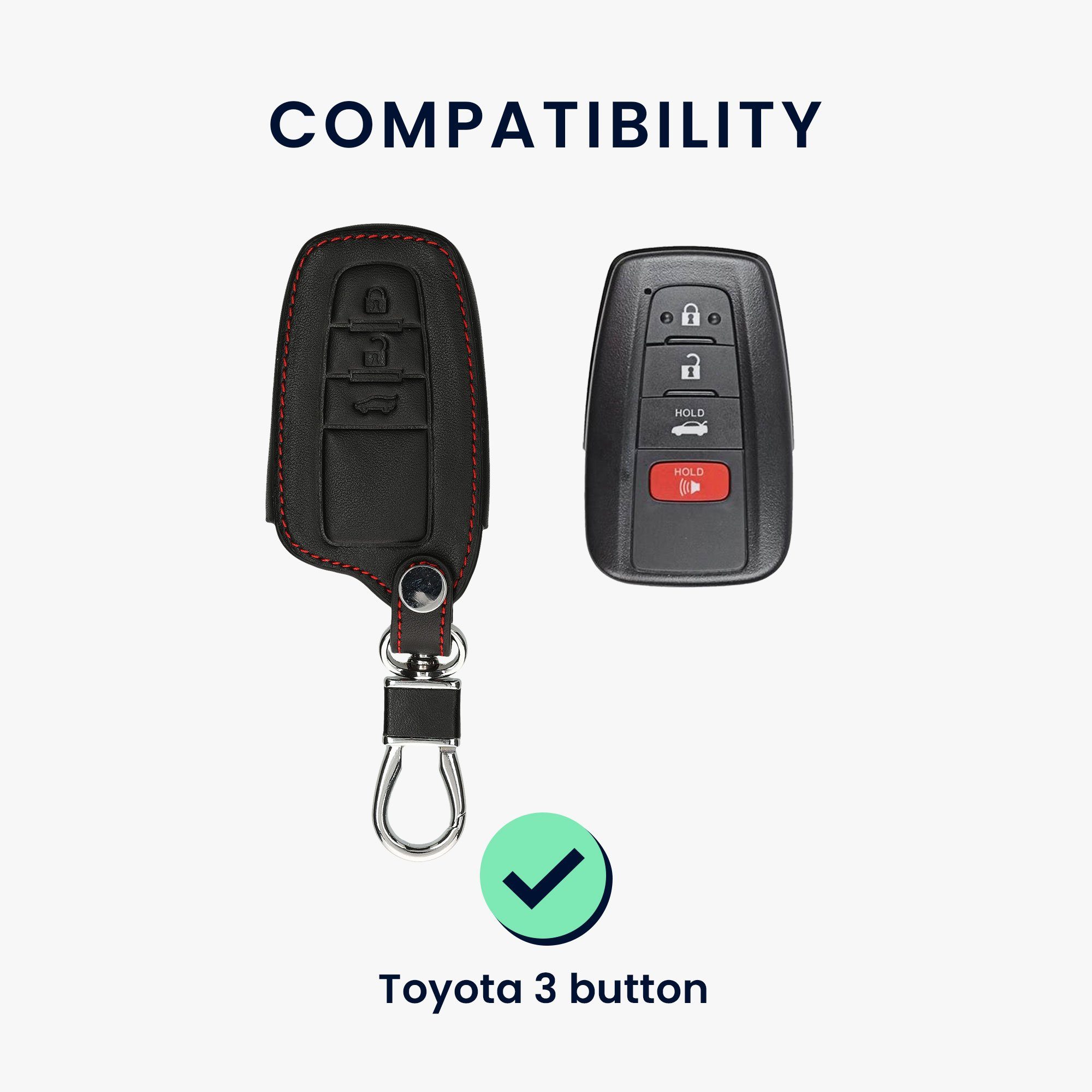 Schlüsselhülle Schlüssel Hülle Cover Schlüsseltasche Toyota, für Autoschlüssel Kunstleder Schwarz kwmobile Case