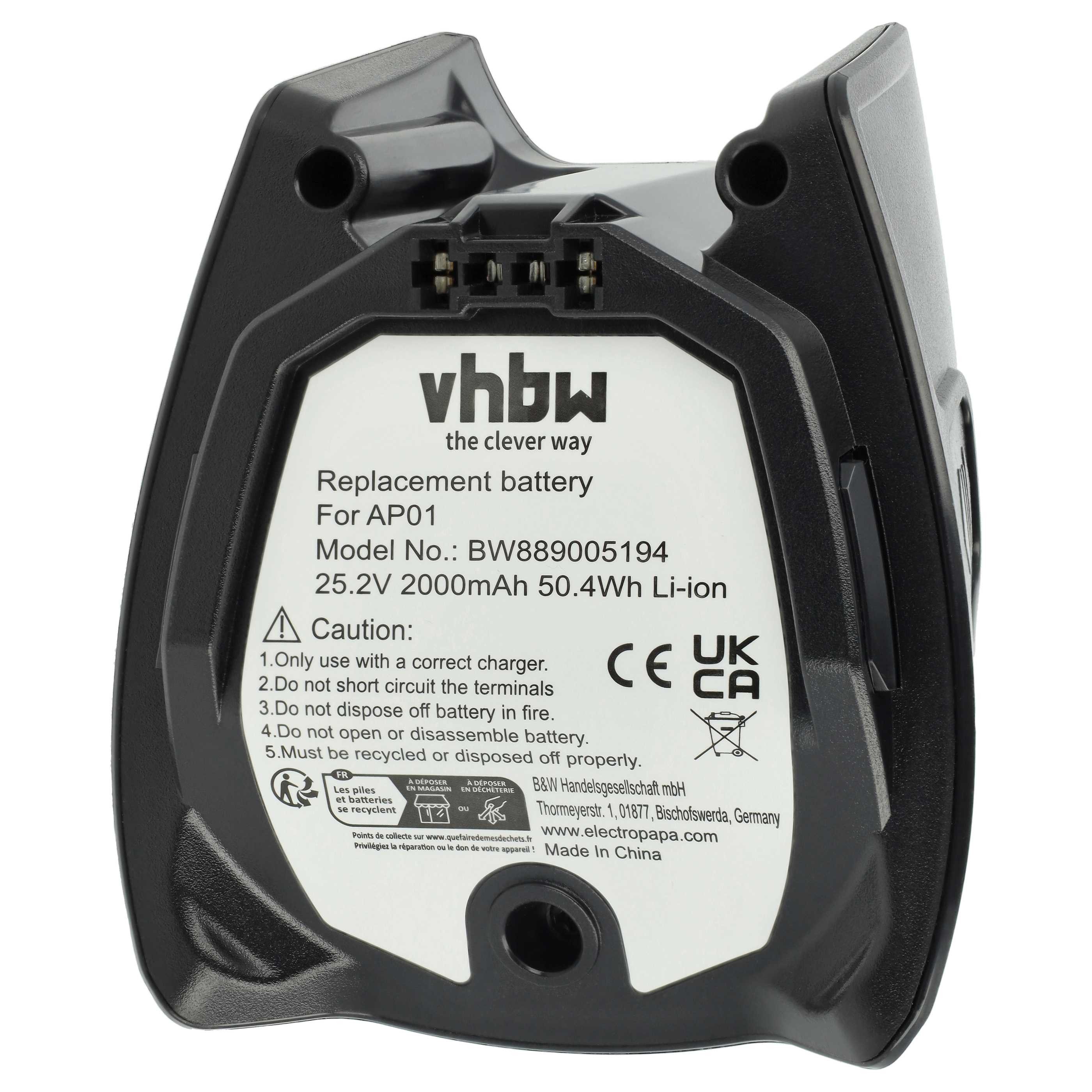 vhbw passend für Miele Triflex HX1, Triflex HX2, HX1, HX1 Facelift, HX2, Tr Staubsauger-Akku Akku Li-Ion 2000 mAh (25,2 V, 1 St), Leistungsfähiger Austausch-Akk – Bild 3 von 5