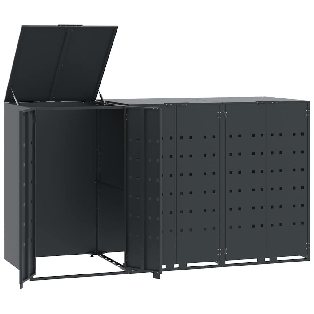 vidaXL Mülltonnenbox Mülltonnenbox für 3 Tonnen Anthrazit 207x79x117 cm Stahl