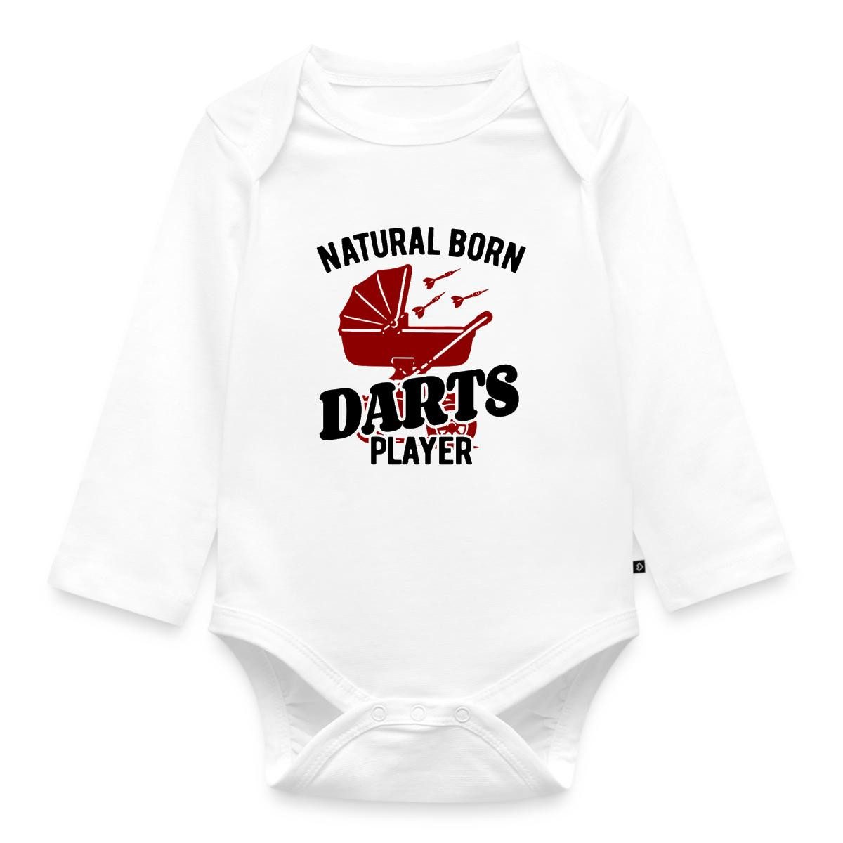 Spreadshirt Langarmbody Natural Born Darts Player Tages Baby Body Langarm (1-tlg)