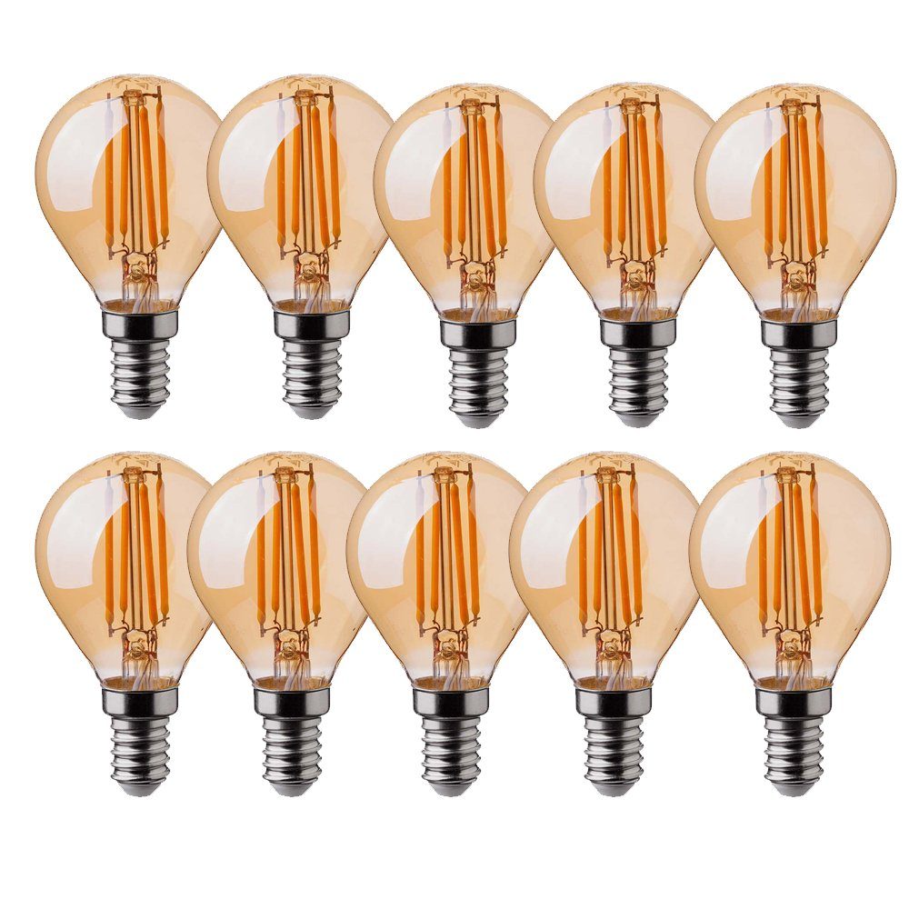 V-TAC LED-Leuchtmittel 4 W E14 Edison LED Vintage Filament Glühbirne Birne Leuchtmittel Retro, 10 St., warmweiß, Mini Lampe Leuchte getöntes Glas warmes licht 10er Set