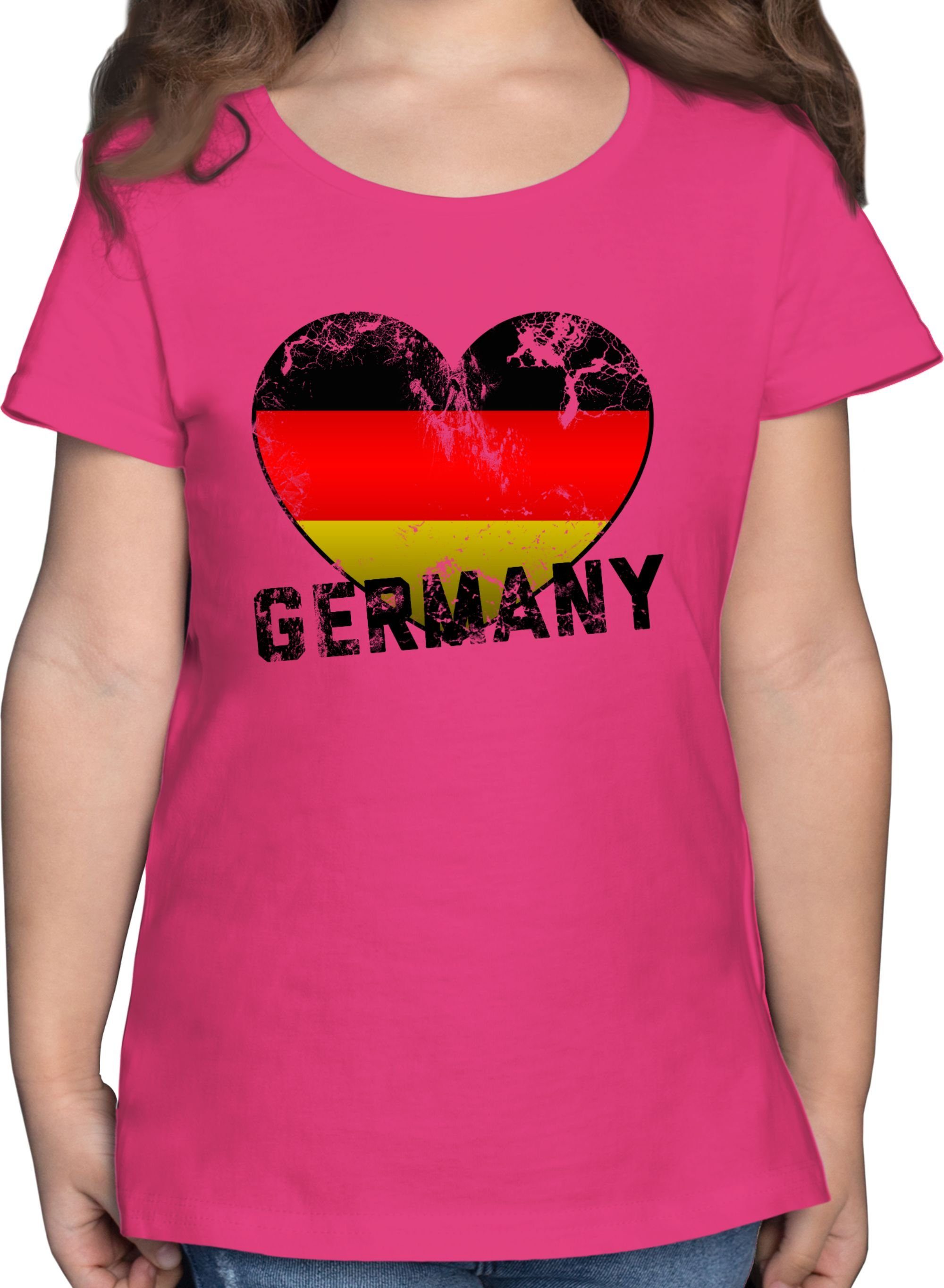 Shirtracer T-Shirt Germany Herz Vintage Fussball EM 2024 Kinder 2 Fuchsia