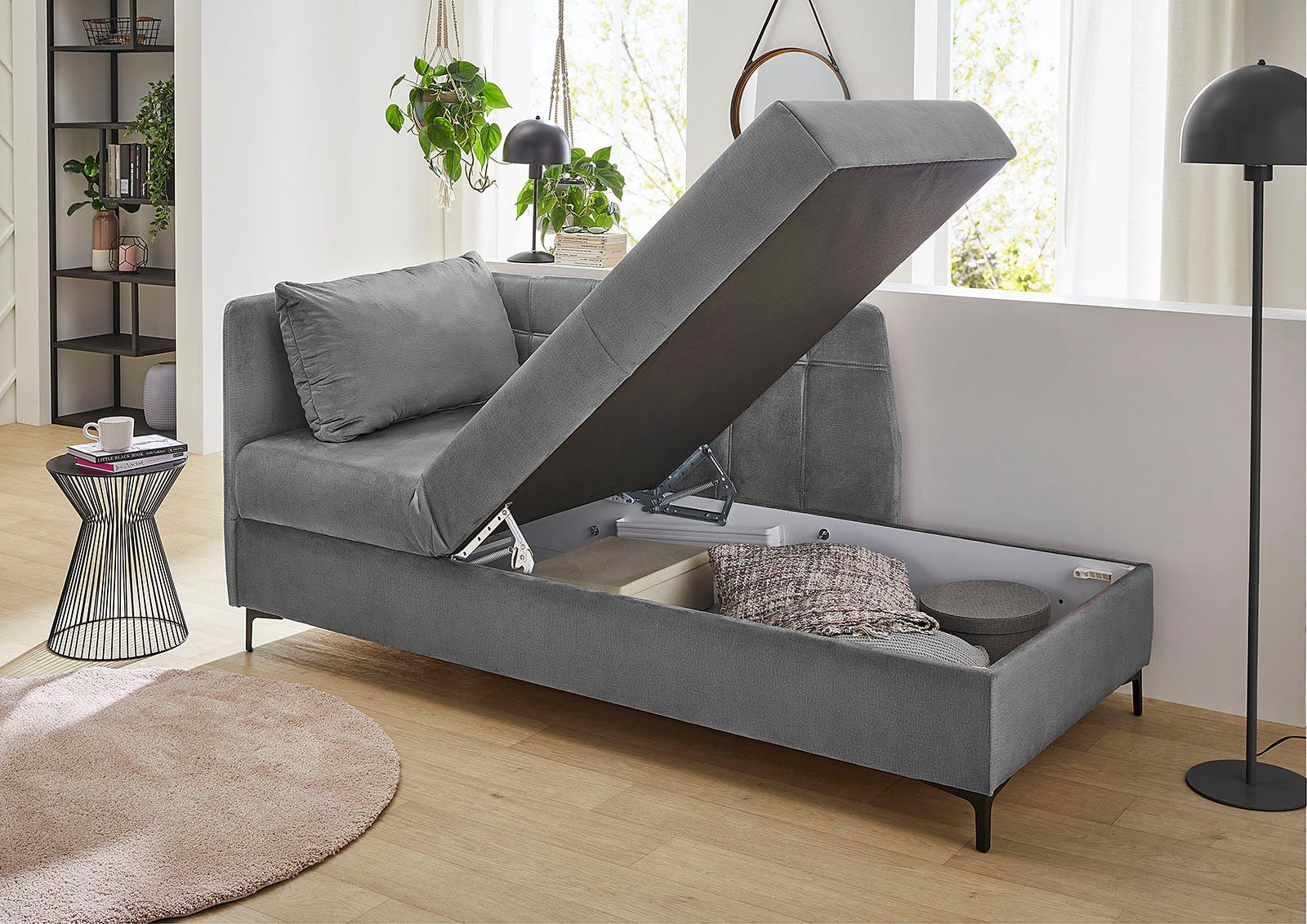 Jockenhöfer Gruppe Recamiere Marlin, B: 207 cm, Liegefl. 91x201 cm, Studioliege mit verstellbarem Kopf- und Fußteil, Bettkasten