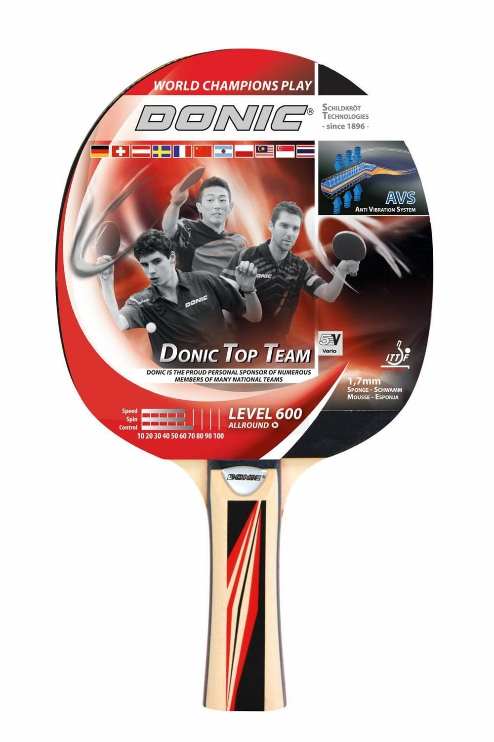 Donic-Schildkröt Table Tischtennis Tennis Schläger Racket 600, Top Bat Tischtennisschläger Team