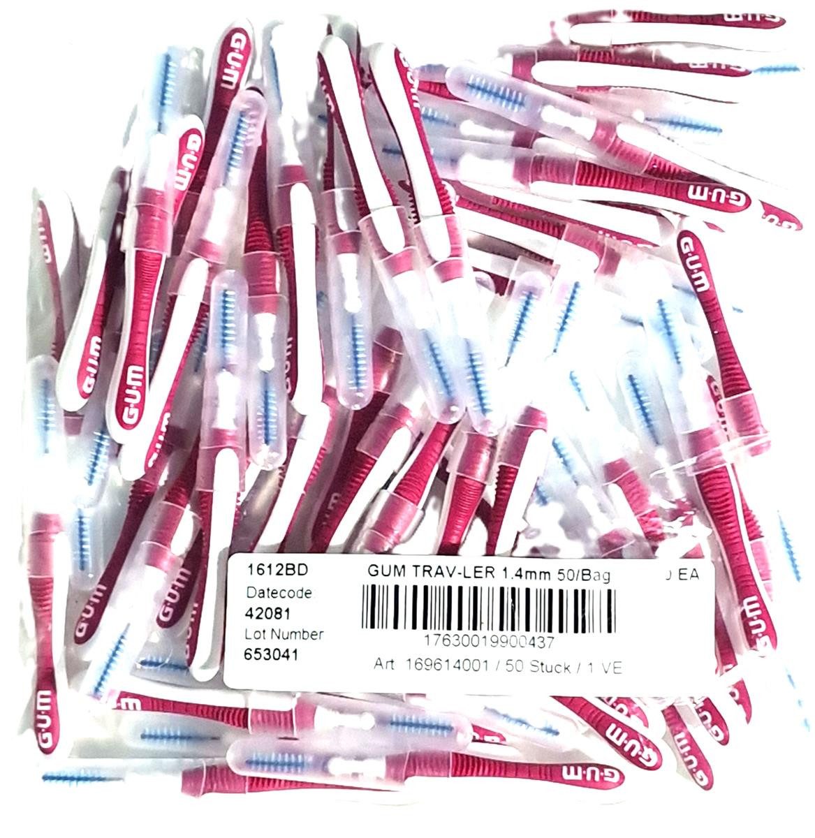 GUM Interdentalbürsten GUM TRAV-LER Interdentalbürsten pink 1,4mm - 50 Stück im Beutel