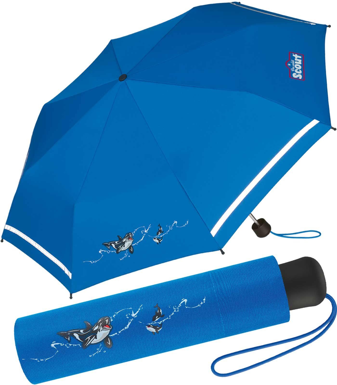 Scout Taschenregenschirm Mini Kinderschirm Basic bedruckt, leicht reflektierend