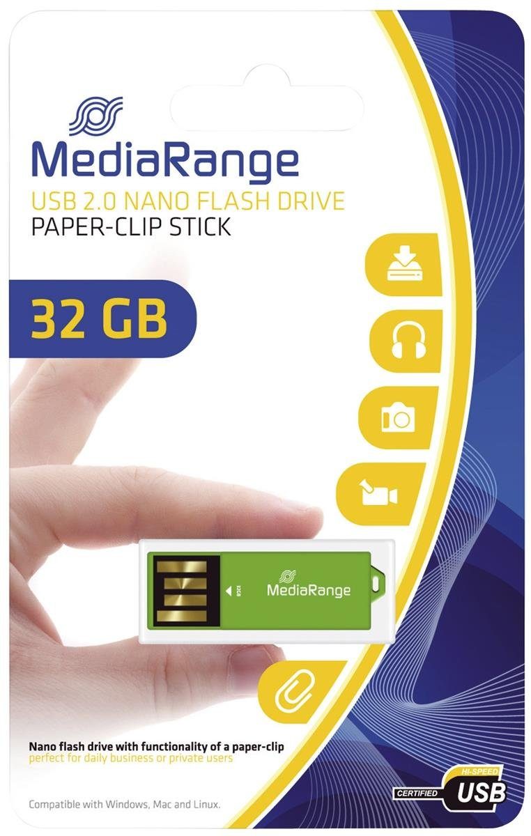 Mediarange Kugelschreiber MediaRange USB Nanostick 32GB m. Klammerfunktion