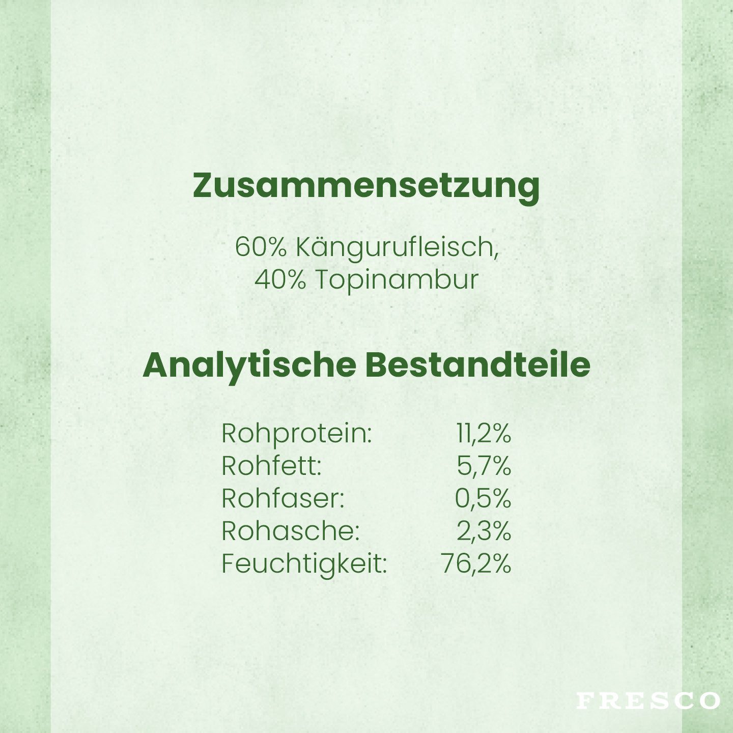 Fresco Dog NassBarf Hypoallergenes Hundefutter Nass 12 x 400g, Känguru mit Topiambur, Nassfutter für: Hunde, Getreidefrei & hochverträglich