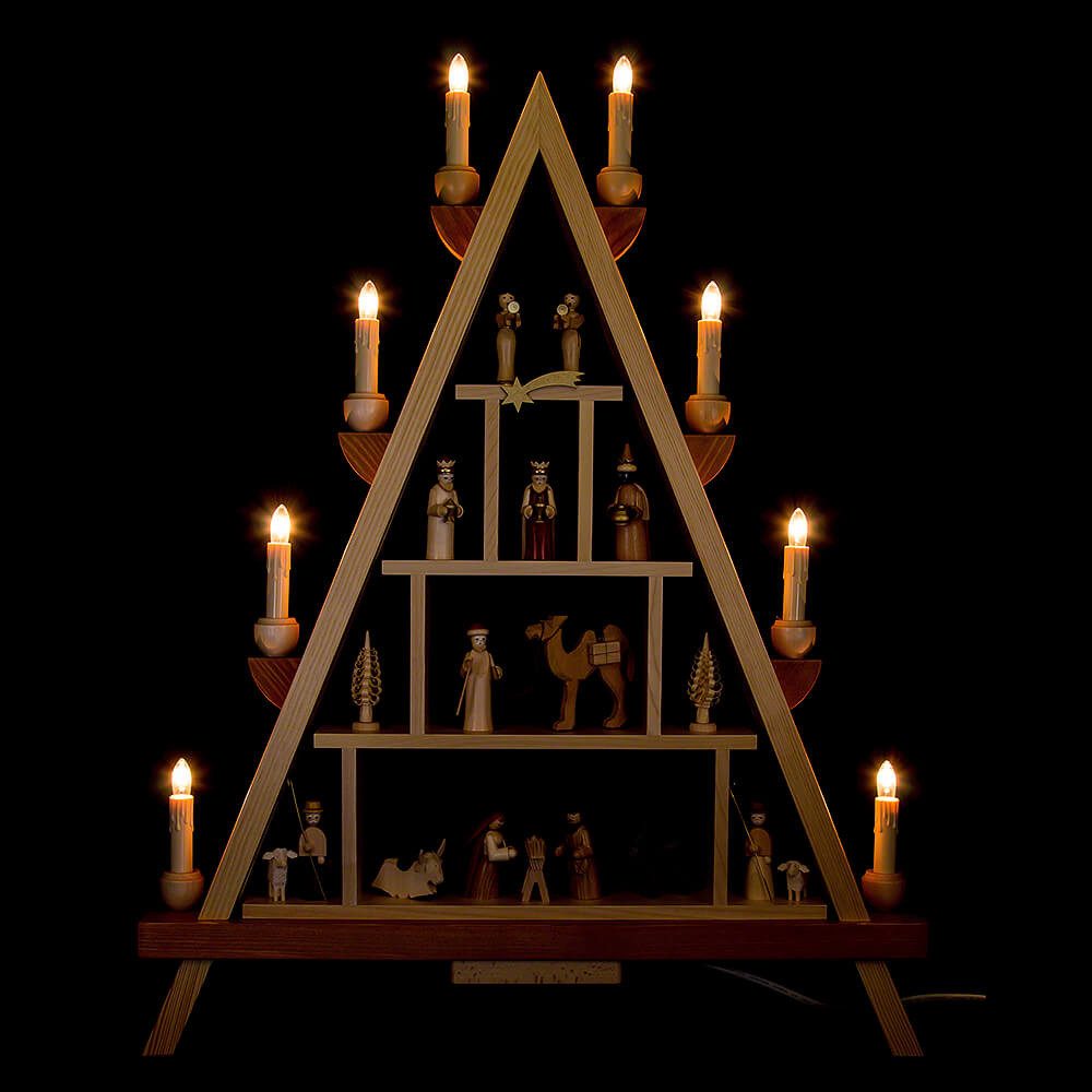 Erzgebirgische Volkskunst Richard Glässer GmbH Schwibbogen Lichterspitze Christi Geburt (55x68cm) von Richard Glässer