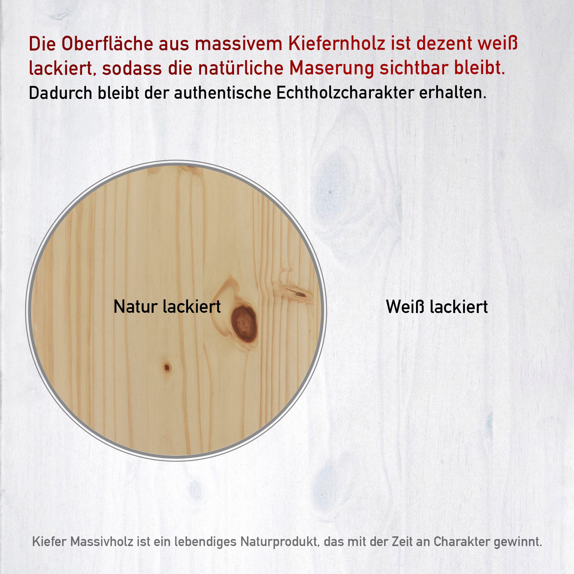 Inter Link Beistelltisch Pinora aus massiver Kiefer, weiss lackiert, 45 x 45 x 76 cm (1-St), Ablagetisch im modernem Skandi Look, mit Tür – Bild 4 von 5