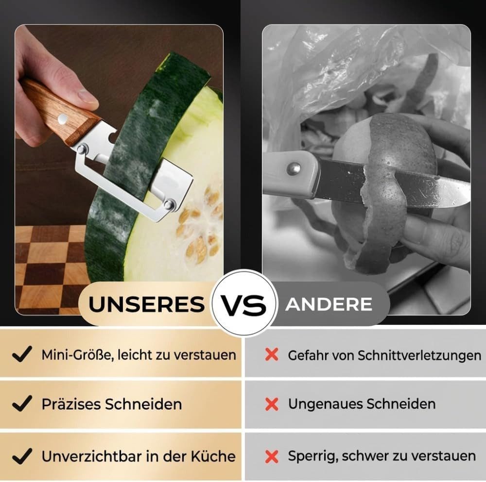 FELIXLEO Sparschäler Ergonomischer Holzgriff liegt sicher und rutschfest in jeder Hand, (2-tlg) – Bild 3 von 5