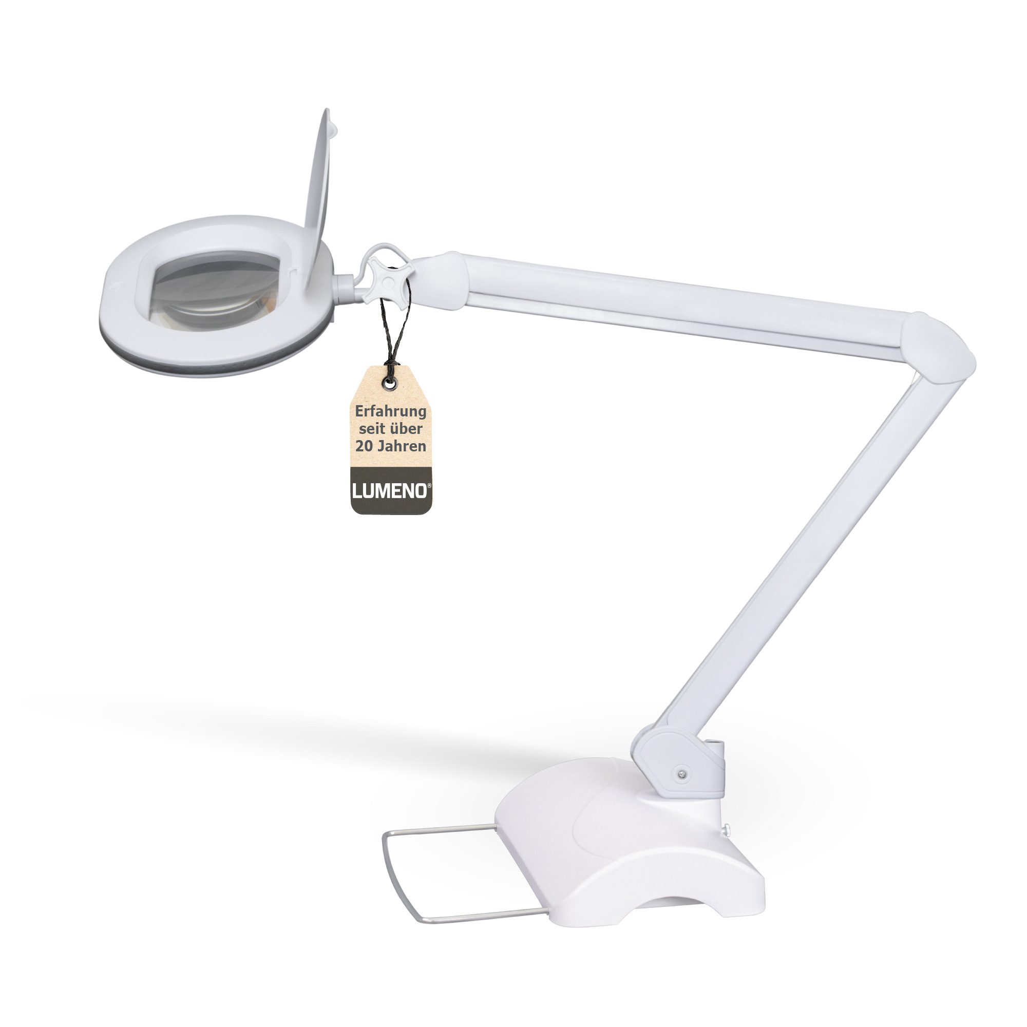 Lumeno Lupenlampe 861XGR Lupenleuchte Lupenlampe mit ovaler Echtglaslinse kristallklar, LED fest integriert, Kaltweiß, 6500 K