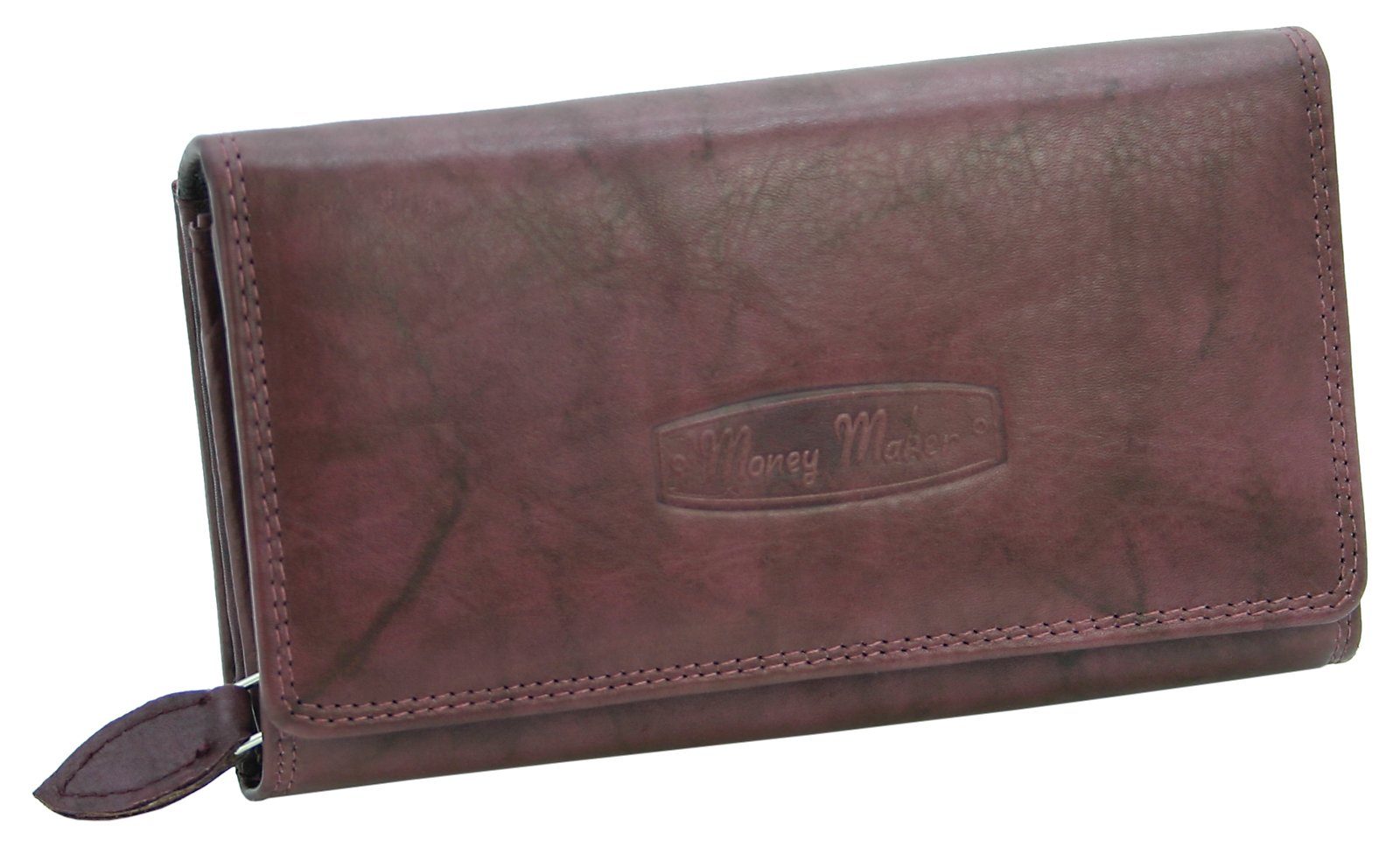 J RFID-Schutz (Pflaume) - Echt-Leder Portemonnaie, mit JONES Geldbeutel JENNIFER Damen JONES Violett Geldbörse Großes
