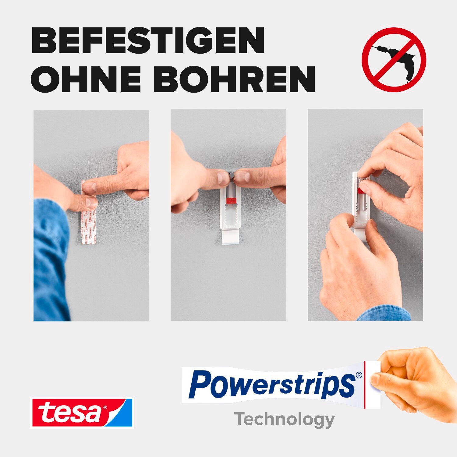 tesa Klebehaken tesa Klebenägel Tapeten & Putz, verstellbar, Halteleistung 0,5kg/Nagel, Dekoration, Leinwände, Bilder, Girlanden, Lichterketten, (Packung, 2-St. – Bild 4 von 5