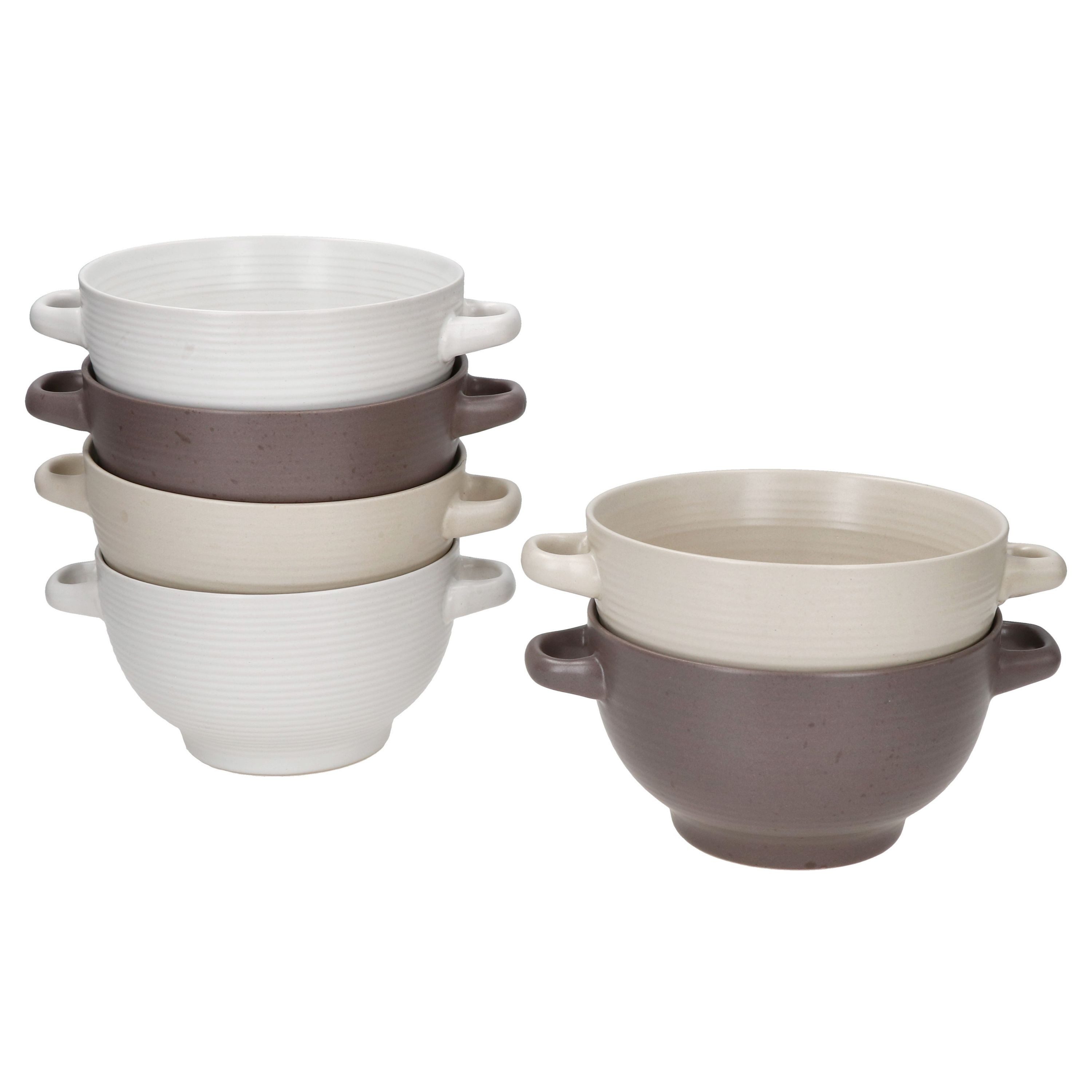 MamboCat Suppenteller 6x Sandy Suppentasse 450ml mit Henkeln Suppenterrine stapelbar