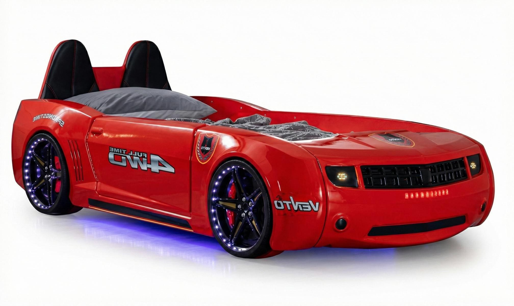 Xlmoebel Autobett Luxuriöses rotes Autobett für Kinderzimmer im Rennwagen-Design, Made in Europa