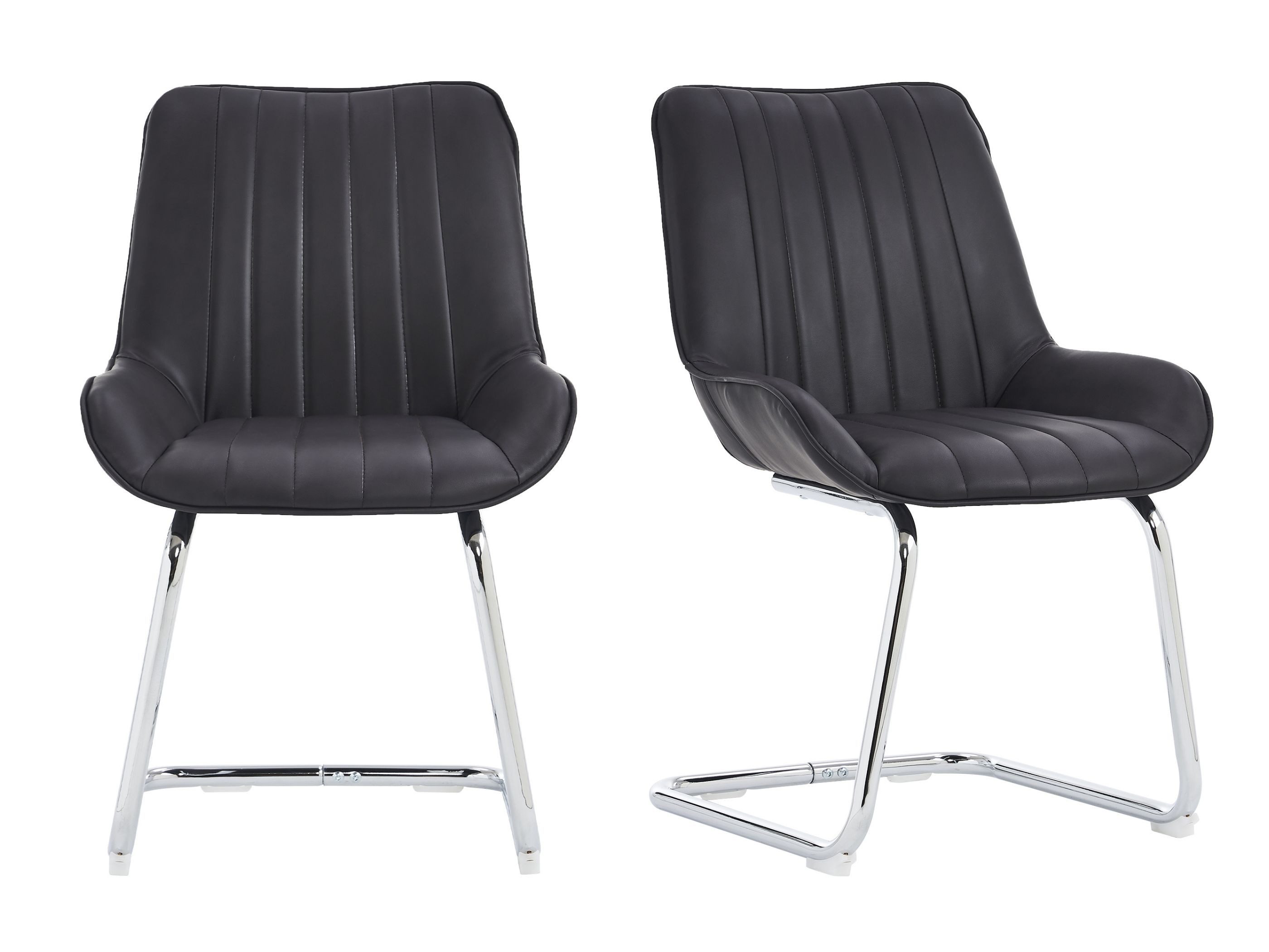 Freischwinger 2er Set, Ergonomisch Gepolstert mit PU-Bezug, Robuste Stahlbeine