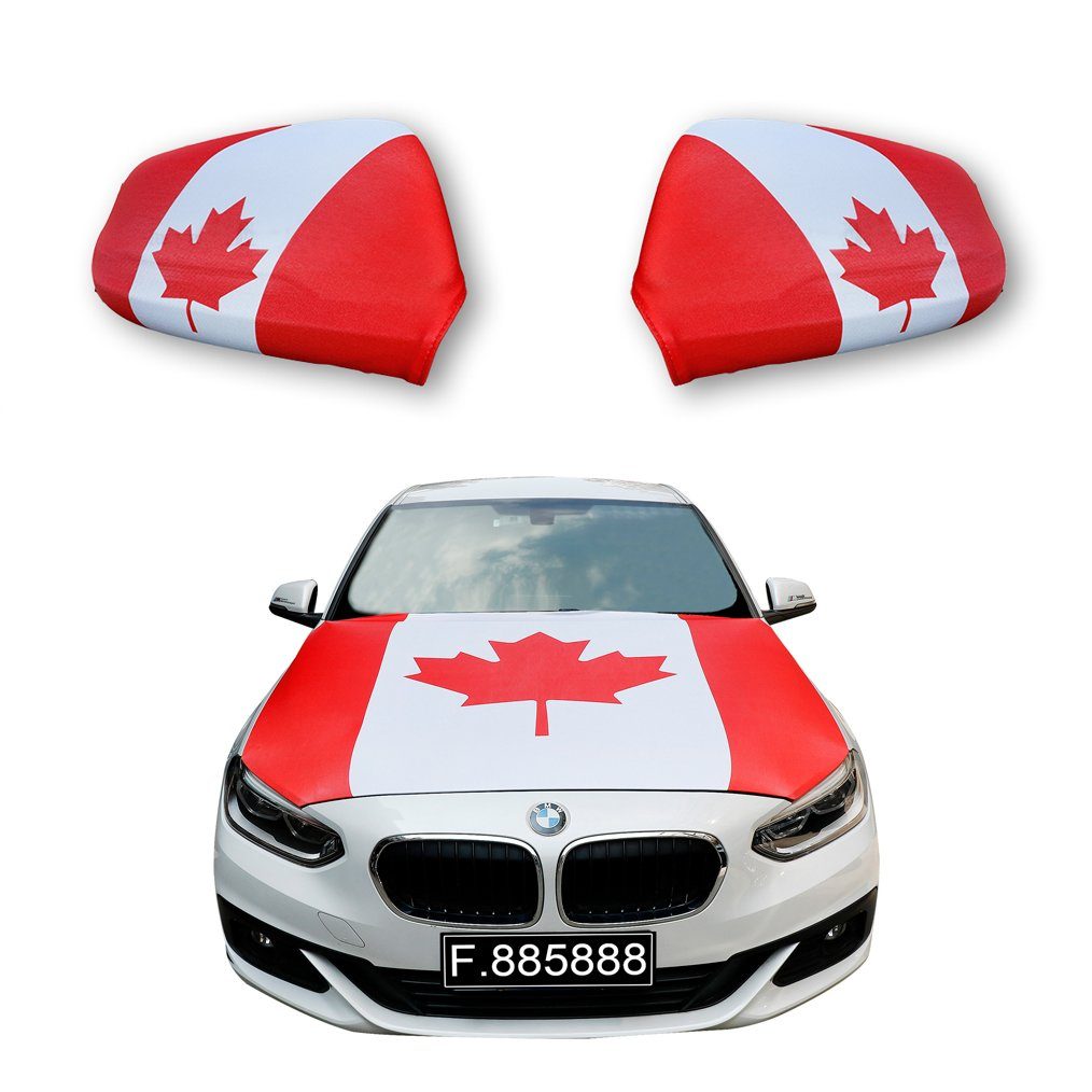 ca. 115 Fußball Motorhauben Modelle, 150cm Flagge, Außenspiegel alle Canada Flagge: für PKW Fanset Motorhaube Sonia x Fahne Originelli gängigen "Kanada"