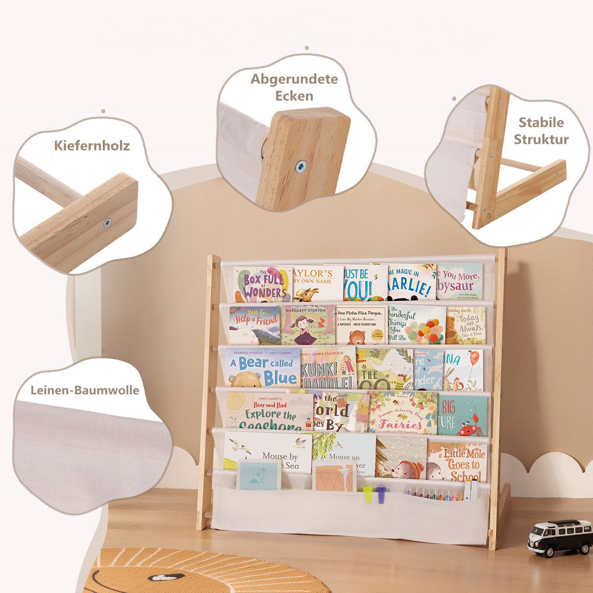 CAVEEN Bücherregal, 5 Ebenen, Kinder-Bücherregal Offenes Aufbewahrungsregal günstig online kaufen