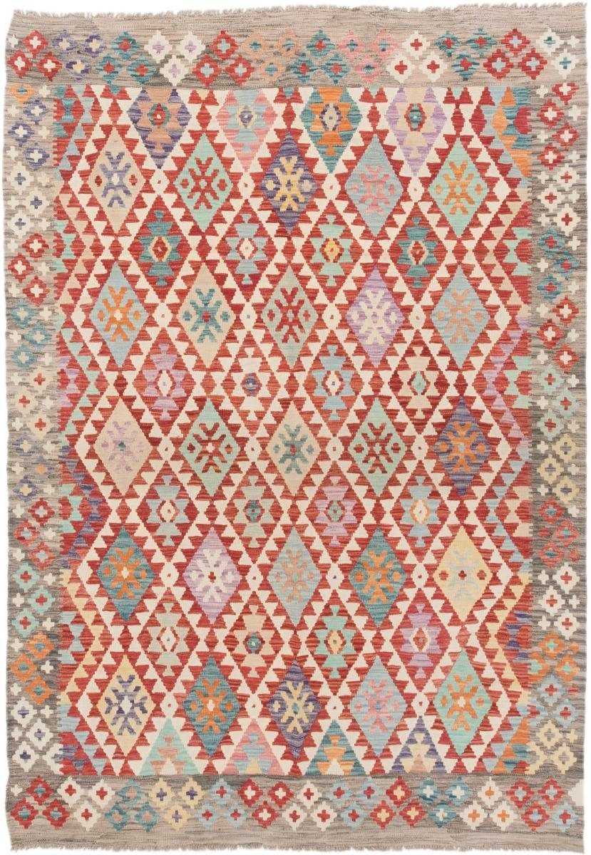 Orientteppich Kelim Afghan 204x279 Handgewebter Orientteppich, Nain Trading, rechteckig, Höhe: 3 mm