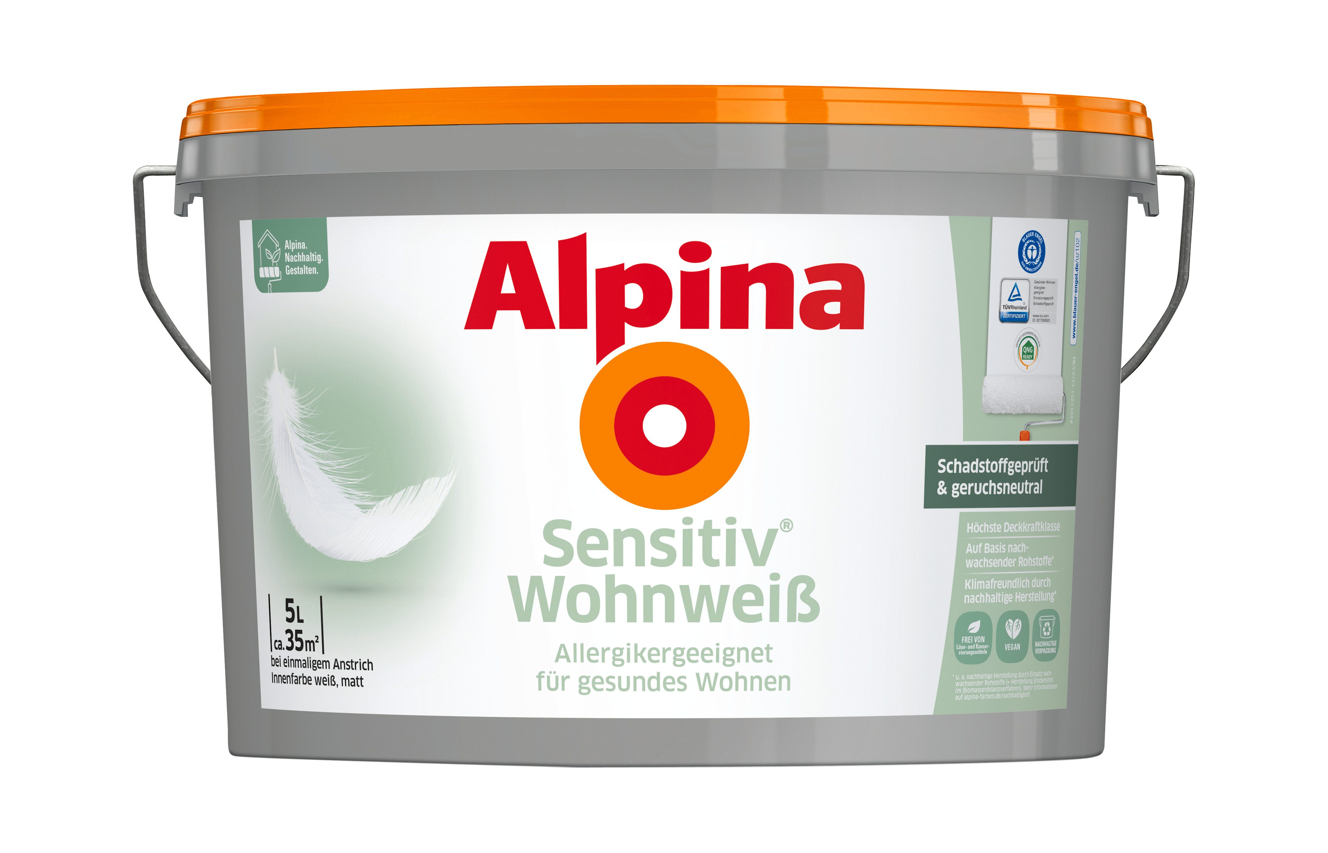 Alpina Wandfarbe Sensitiv® Wohnweiß - Atmungsaktiv für gesundes Wohnen