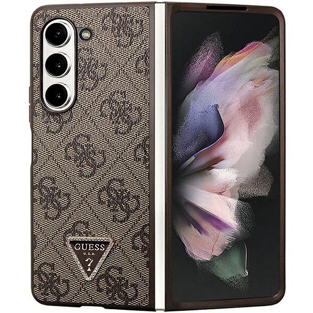 Guess Handyhülle Smartphonehülle Schutzhülle Hartschale 7,6 Zoll, 4G-Druck, Kristall-Logo, Kunstleder, stoßdämpfend