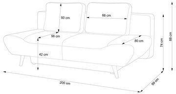 andas Schlafsofa Segmon, einfach in ein bequemes Bett umwandeln, inklusive Bettkasten