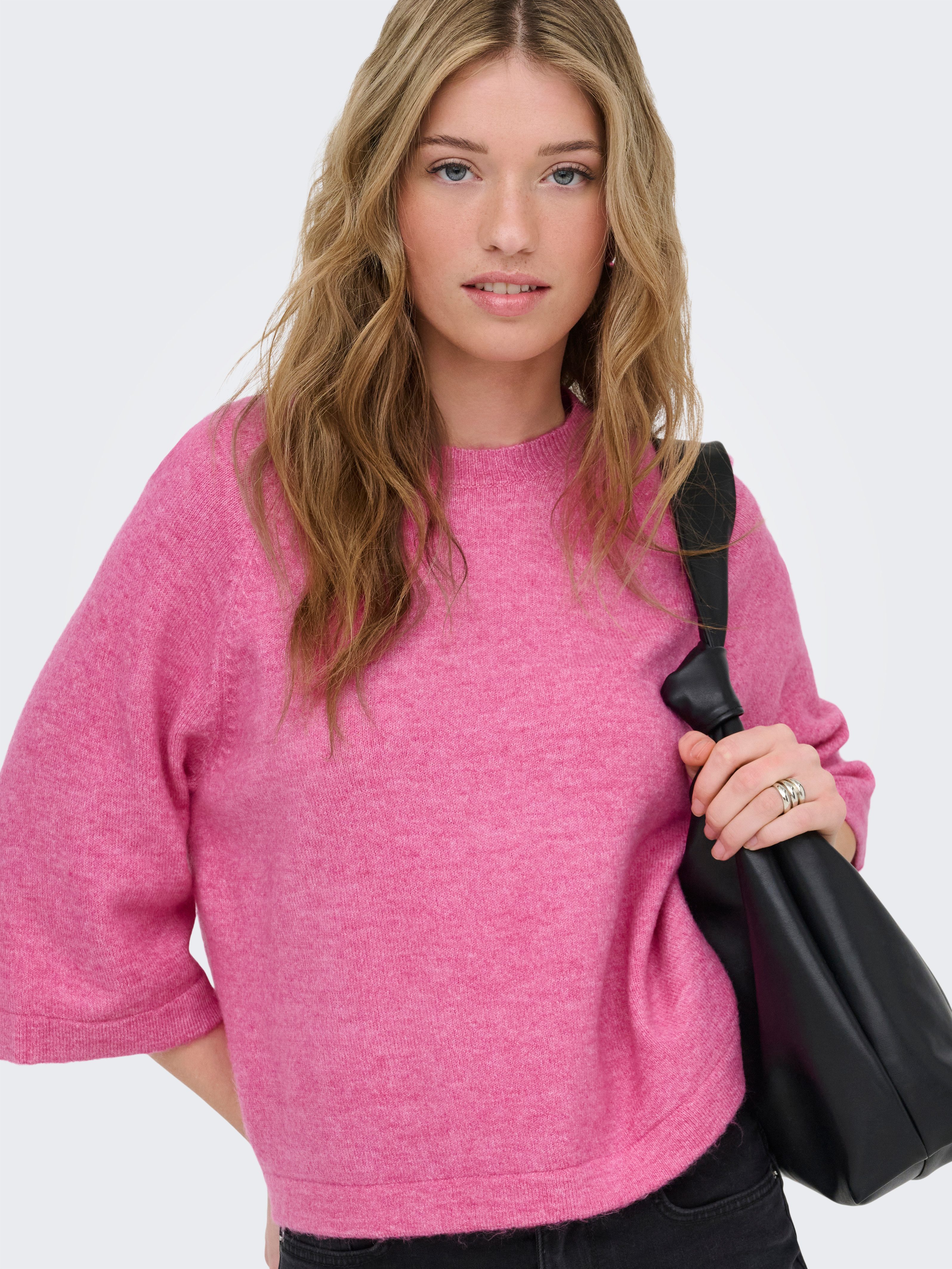 ONLY Strickpullover ONLSIMONI 3/4 PULLOVER KNT NOOS Materialmix, regular fit
