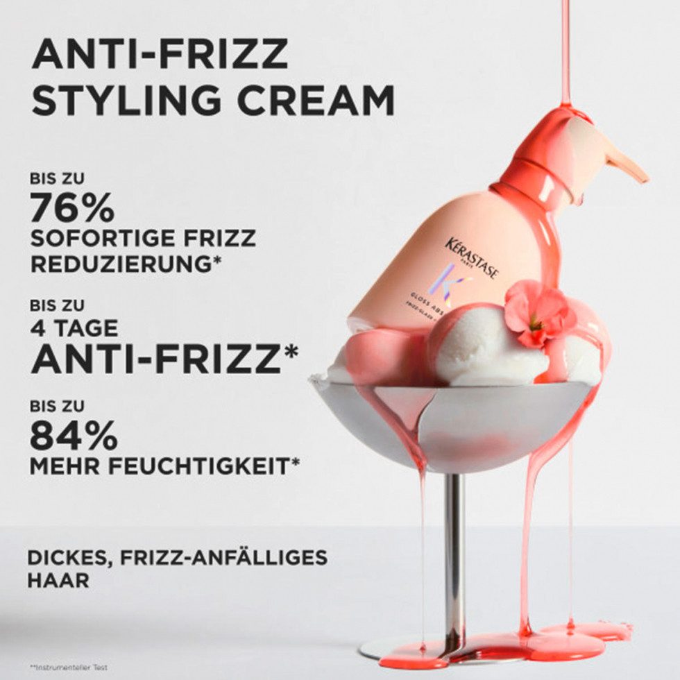 Kérastase Leave-in Pflege Gloss Absolu Frizz-Glaze Cream 240 ml, langanhaltende Frizz-Kontrolle und Glanz