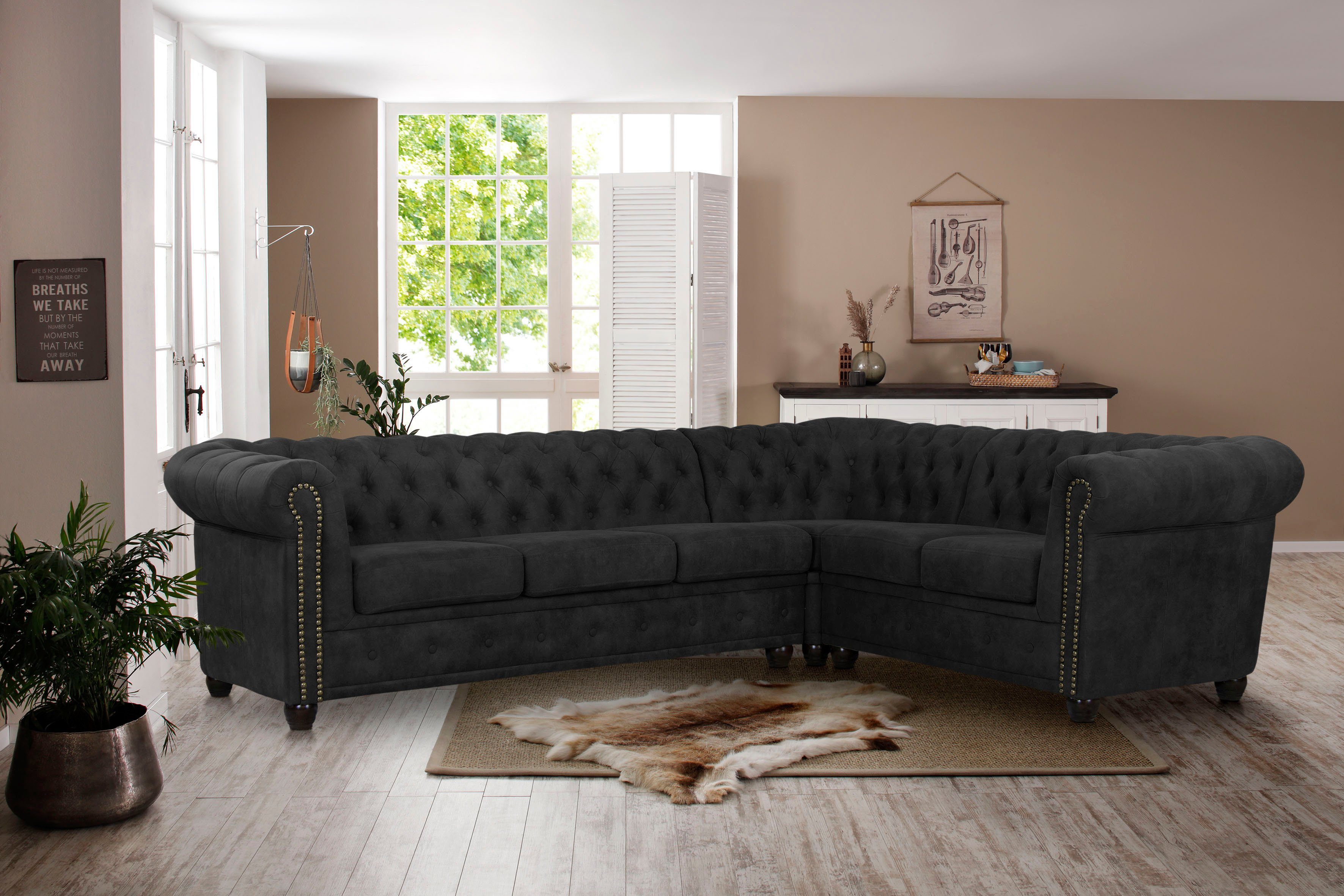 Home affaire Chesterfield-Sofa Rysum L-Form, Chesterfield-Optik, günstig online kaufen