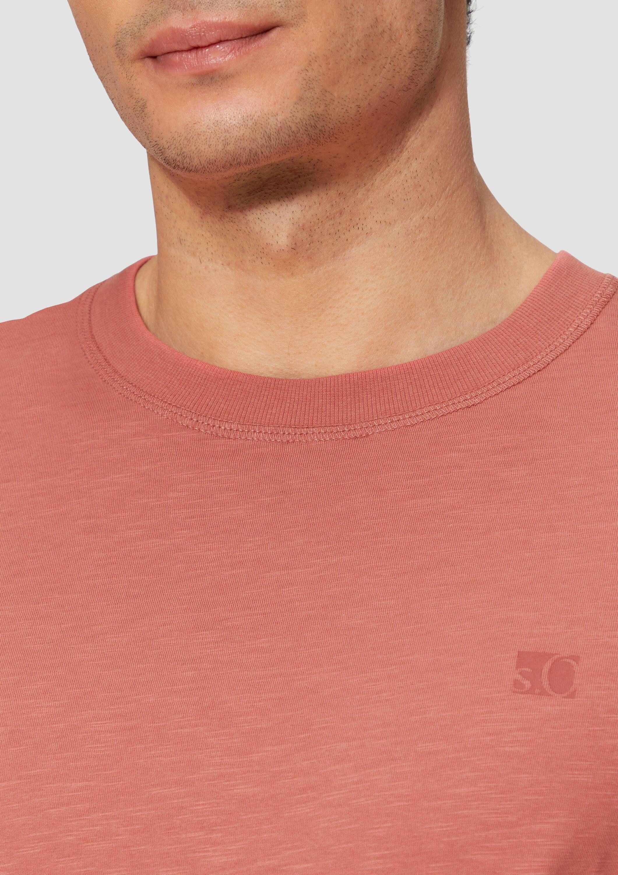 s.Oliver Kurzarmshirt T-Shirt T-Shirt mit Flammgarnstruktur und Logo-Print