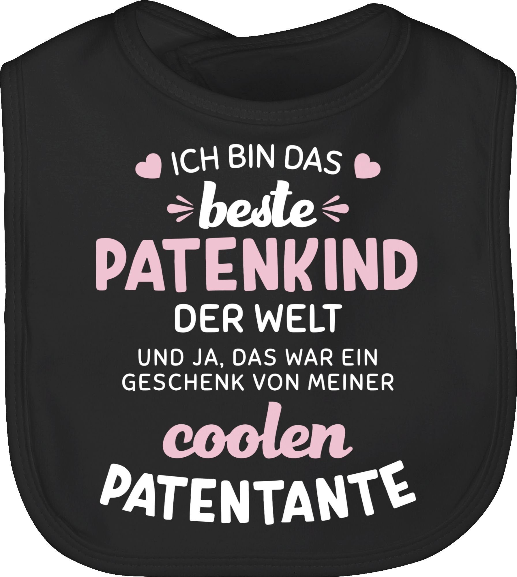 Schwarz Shirtracer 3 weiß/rosa, das Ich Patenkind Patentante bin Lätzchen der beste Baby Welt