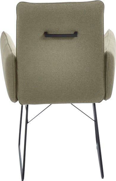 am im Rücken, in K+W Wohnen (1 St), schwarz, Griff Armlehnstuhl Komfort Sitz Metall Drahtkufengestell & Steppung salbei