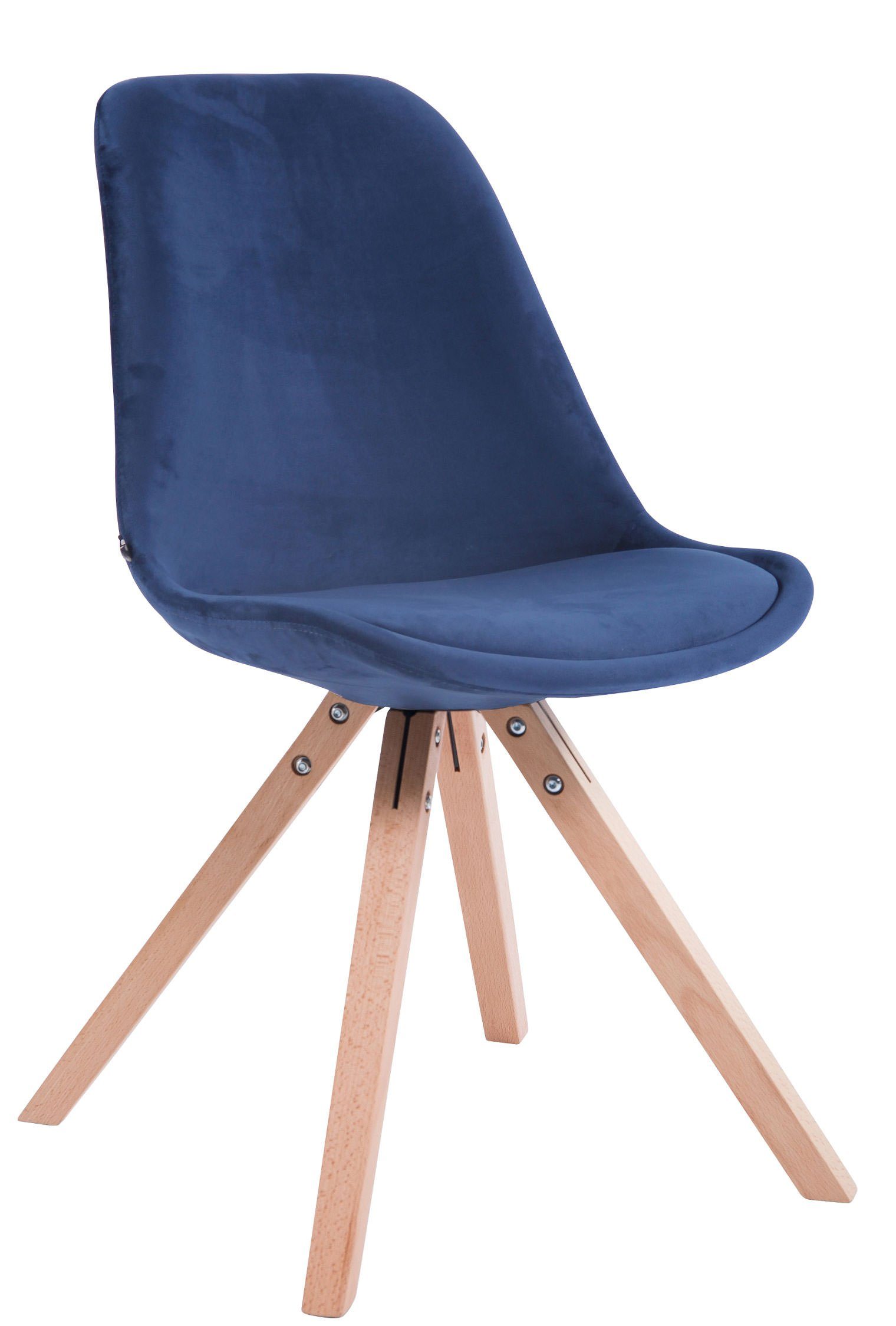 Besucherstuhl Sitzfläche: - Konferenzstuhl Wohnzimmerstuhl), mit TPFLiving Sitzfläche hochwertig Buchenholz - - Natura Samt - Toulon (Küchenstuhl Gestell: Esszimmerstuhl blau square gepolsterter